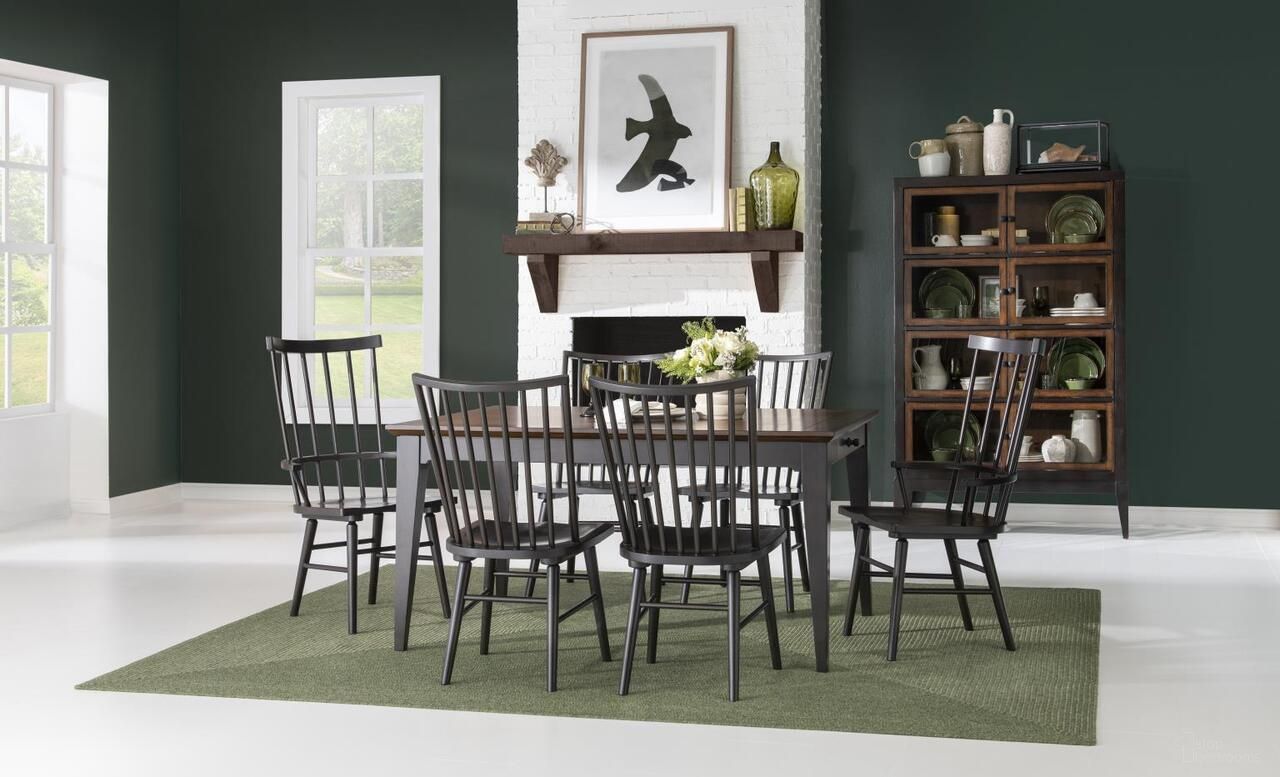 The appearance of Fenmore Leg Dining Room Set With Spindle Chair In Mocha and Distressed Cherry designed by Legacy Classic in the traditional interior design. This mocha and distressed cherry piece of furniture was selected by 1StopBedrooms from Fenmore Collection to add a touch of cosiness and style into your home. Sku: 4130-121;4130-240. Table Top Shape: Rectangular. Size: 82" x 42". Material: Cherry Veneer.
