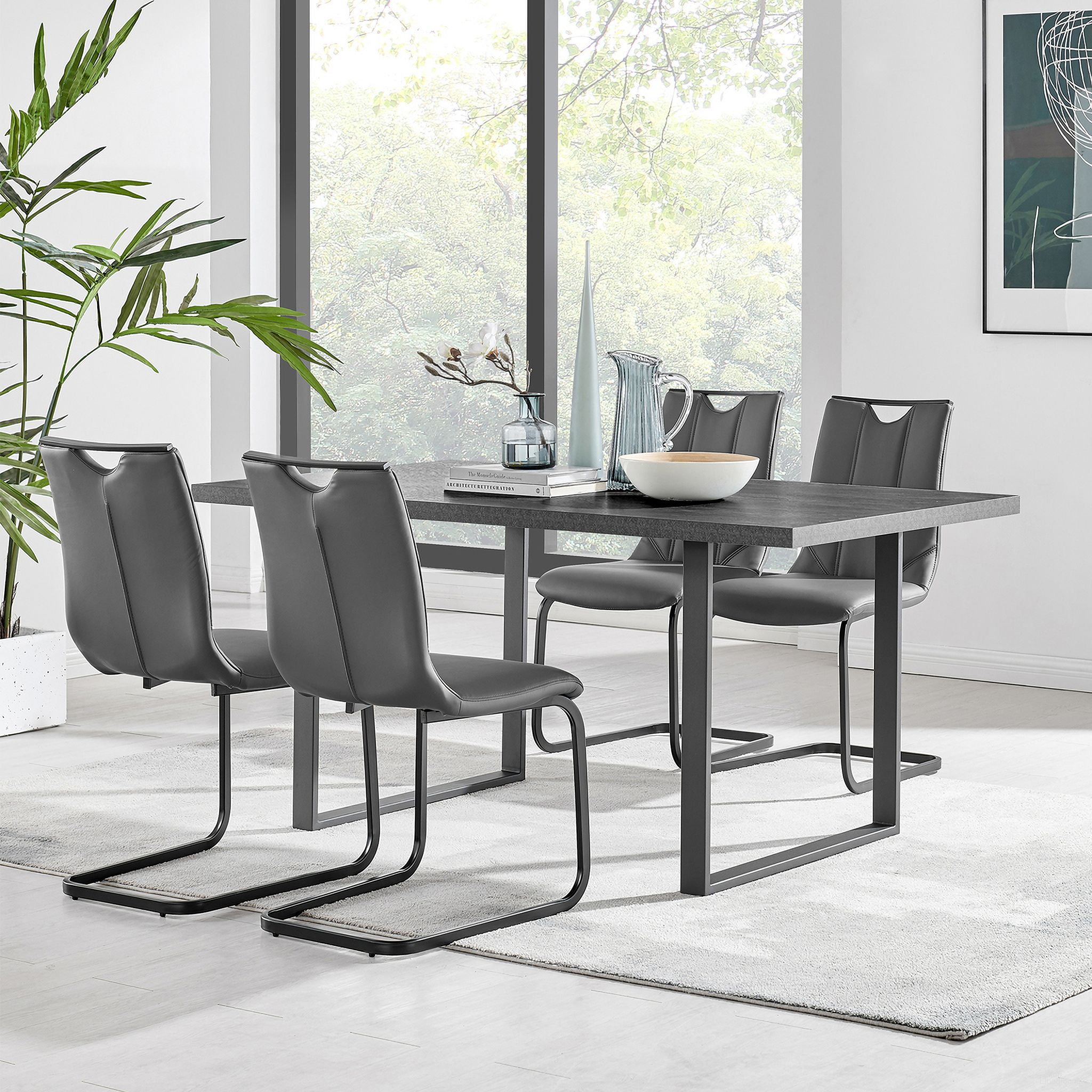 The appearance of Fenton and Pacific 5-Piece Modern Rectangular Dining Set In Black Melamine Wood and Gray Fabric designed by Armen Living in the modern / contemporary interior design. This black piece of furniture was selected by 1StopBedrooms from Fenton and Pacific Collection to add a touch of cosiness and style into your home. Sku: LCFEDICHTO;LCFEDIBLLG;LCPCSIGRPU;LCPCSIGRPU. Material: Metal.