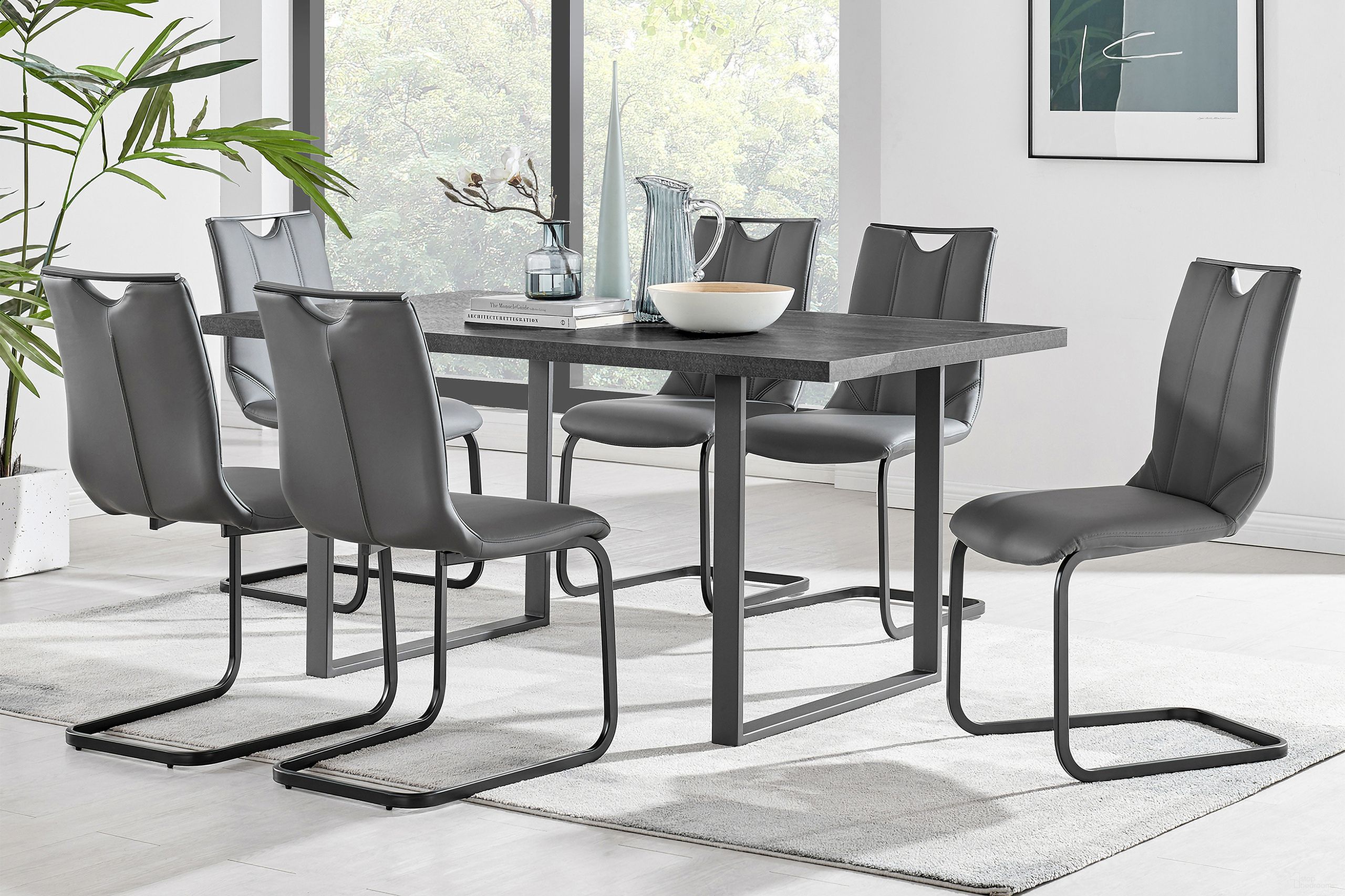 The appearance of Fenton and Pacific 7-Piece Modern Rectangular Dining Set In Black Melamine Wood and Gray Fabric designed by Armen Living in the modern / contemporary interior design. This black piece of furniture was selected by 1StopBedrooms from Fenton and Pacific Collection to add a touch of cosiness and style into your home. Sku: LCFEDICHTO;LCFEDIBLLG;LCPCSIGRPU;LCPCSIGRPU;LCPCSIGRPU. Material: Metal.