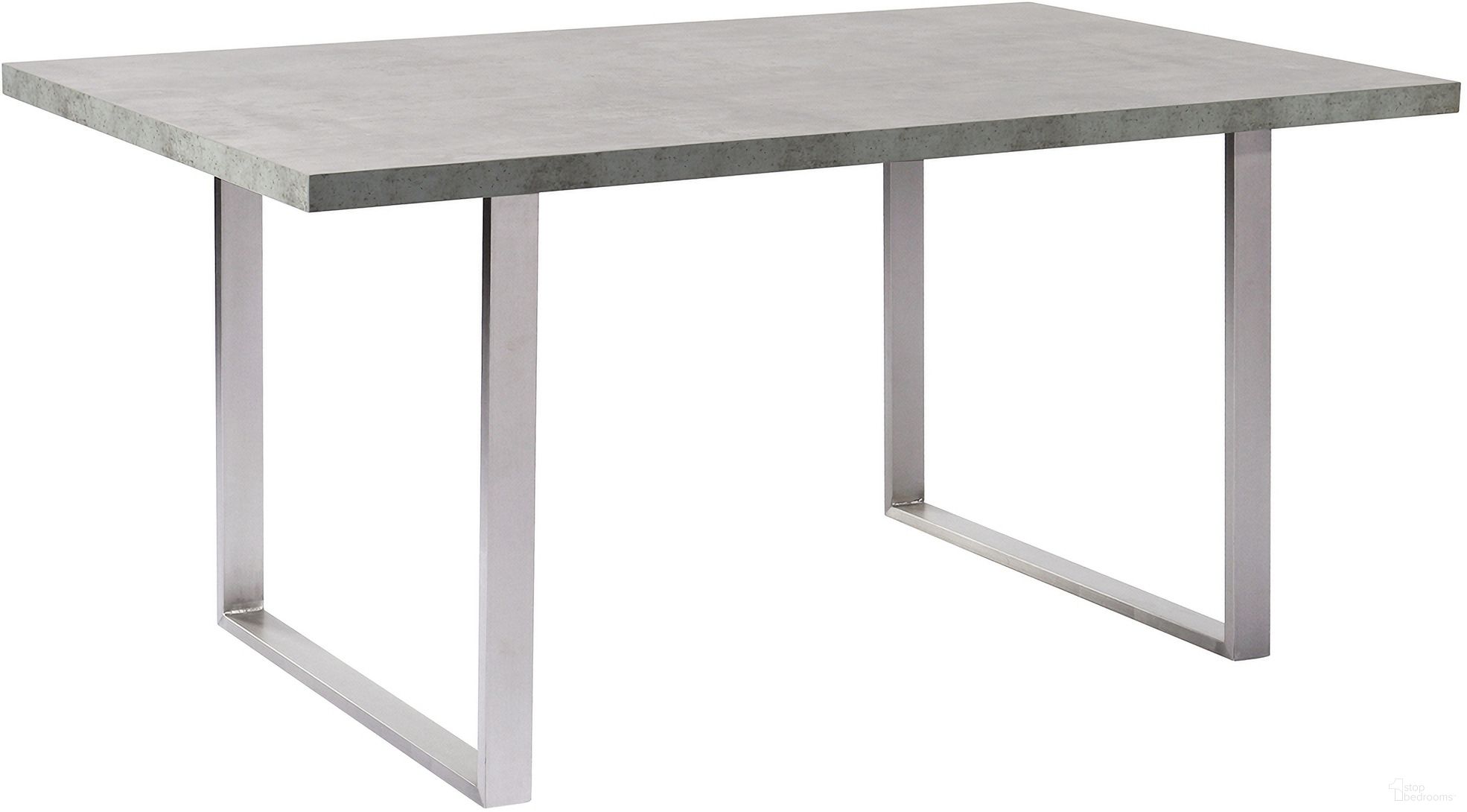 The appearance of Fenton Dining Table with Cement Gray Laminate Top and Brushed Stainless Steel Base designed by Armen Living in the modern / contemporary interior design. This brushed steel piece of furniture  was selected by 1StopBedrooms from Fenton Collection to add a touch of cosiness and style into your home. Sku: LCFEDIBETO;LCFEDIBSLG. Table Base Style: Double Pedestal. Material: Wood. Table Top Shape: Rectangular. Size: 63" x 36".
