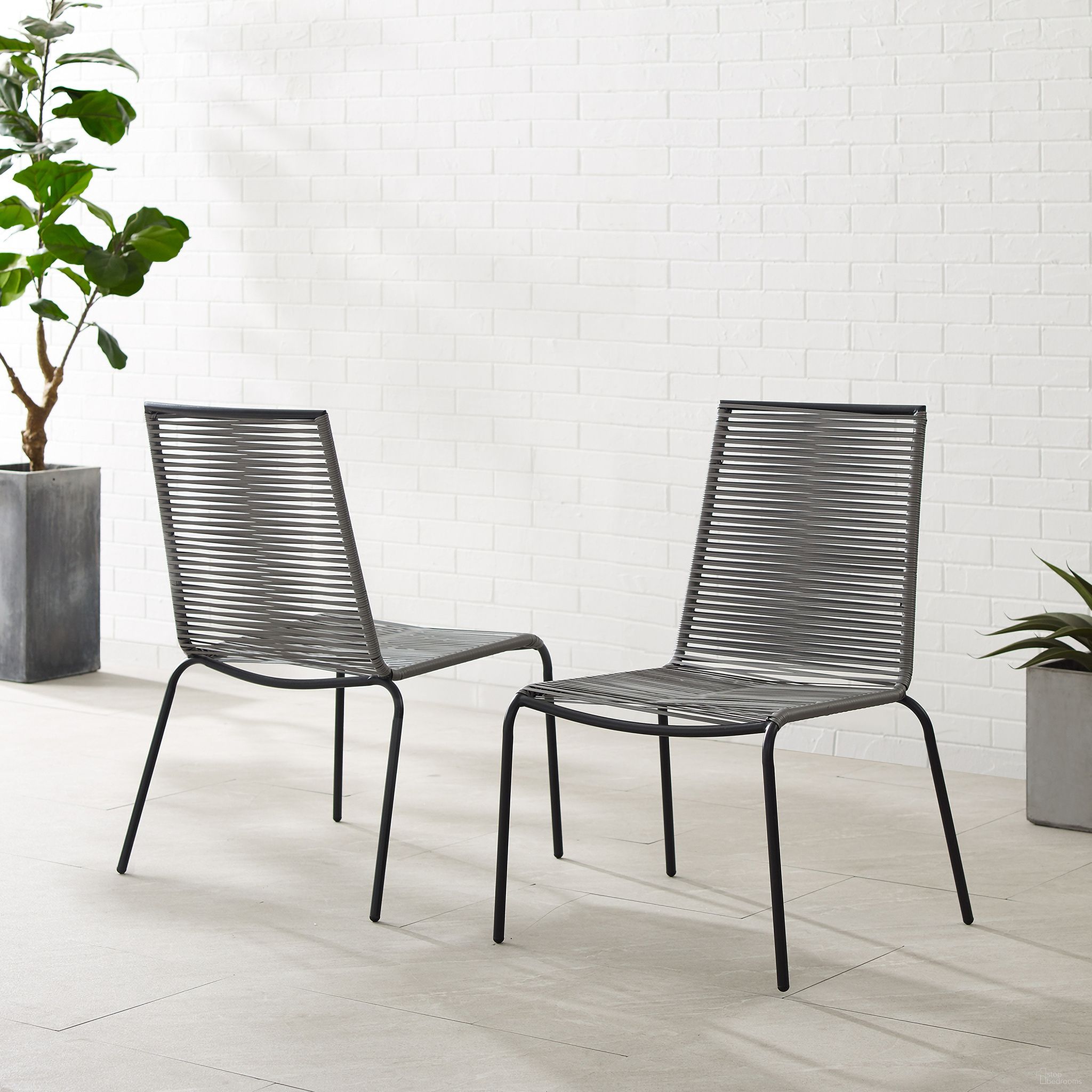 The appearance of Fenton Stackable Wicker Outdoor Chair Set of 2 In Gray and Matte Black designed by Crosley Brands in the modern / contemporary interior design. This gray piece of furniture was selected by 1StopBedrooms from Fenton Collection to add a touch of cosiness and style into your home. Sku: CO7290MB-GY;CO7290MB-GY. Material: Steel.