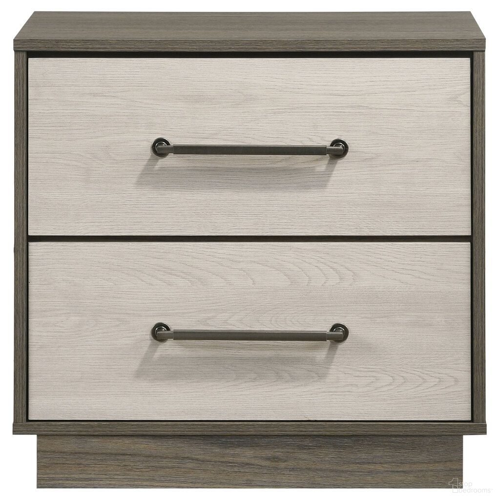 The appearance of Fenwick 2-Drawer Nightstand Bedside Table In Grey Oak and Almond designed by Coaster in the modern / contemporary interior design. This grey oak/almond piece of furniture was selected by 1StopBedrooms from Fenwick Collection to add a touch of cosiness and style into your home. Sku: 224982. Material: MDF.