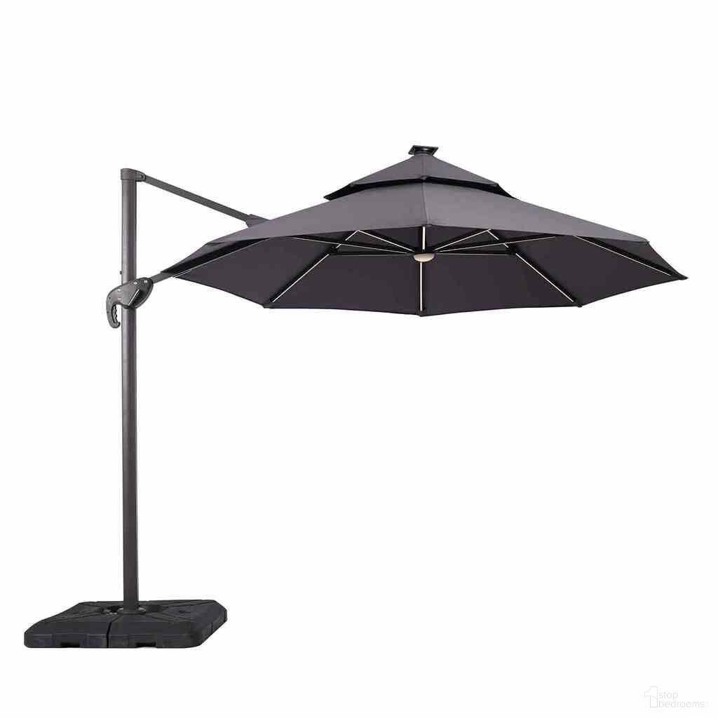 The appearance of Fera 10 Foot Round Umbrella In LED Bulb In Gray designed by Furniture of America in the modern / contemporary interior design. This gray piece of furniture was selected by 1StopBedrooms from Fera Collection to add a touch of cosiness and style into your home. Sku: LA-A032GY. Material: Aluminum.