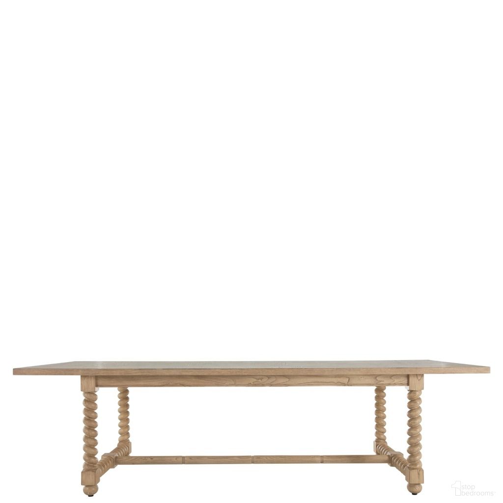 The appearance of Ferdinand 108 Inch Dining Table In Light Blonde designed by Gabby in the transitional interior design. This light blonde piece of furniture  was selected by 1StopBedrooms from Ferdinand Collection to add a touch of cosiness and style into your home. Sku: SCH-175435. Table Base Style: Trestle. Material: Wood. Table Top Shape: Rectangular. Size: 42" x 108".