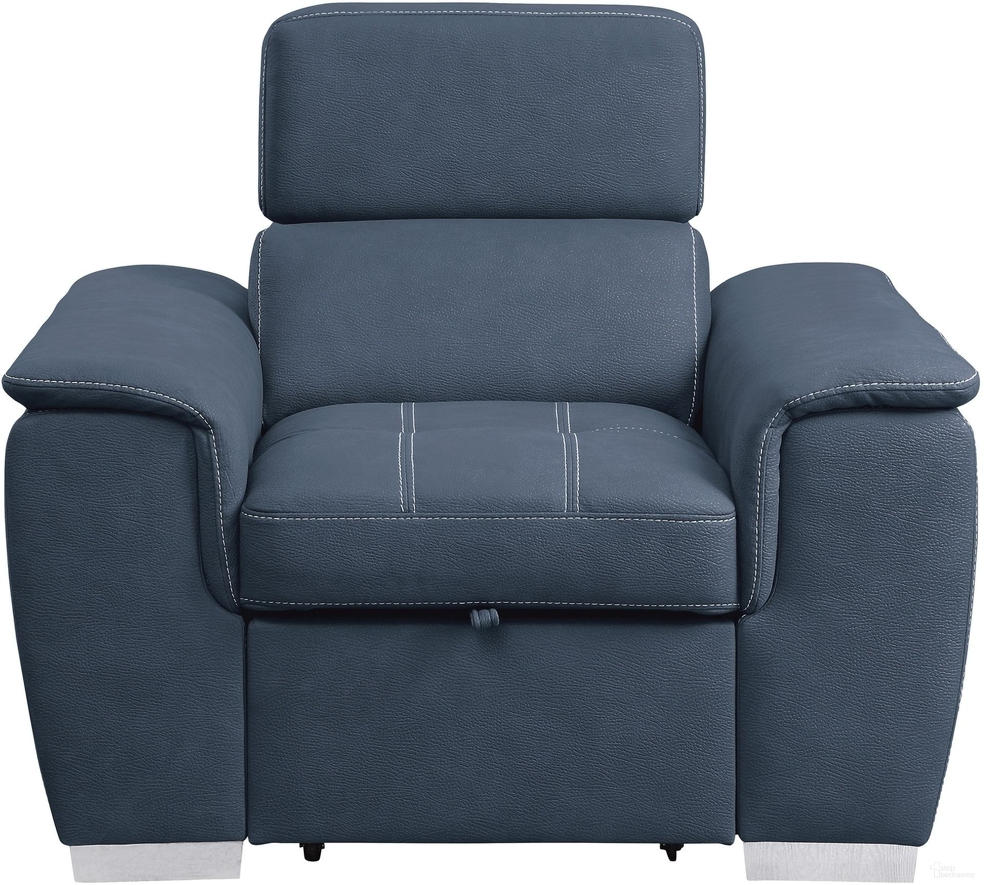 The appearance of Ferriday Blue Chair With Pull Out Ottoman designed by Homelegance in the modern / contemporary interior design. This blue piece of furniture was selected by 1StopBedrooms from Ferriday Collection to add a touch of cosiness and style into your home. Sku: 8228BU-1. Material: Microfiber.