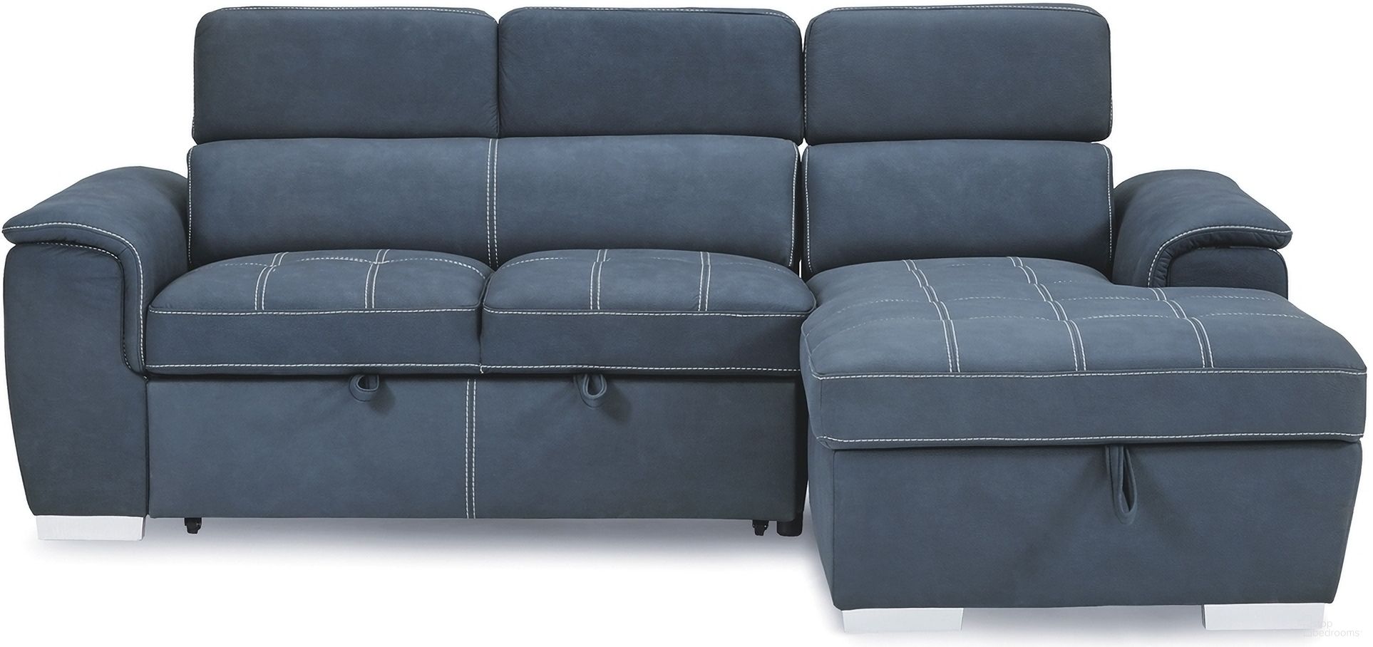 The appearance of Ferriday Blue Sectional designed by Homelegance in the modern / contemporary interior design. This blue piece of furniture was selected by 1StopBedrooms from Ferriday Collection to add a touch of cosiness and style into your home. Sku: 8228BU-L;8228BU-R. Material: Polyester. Layout: Sofa & Chaise.