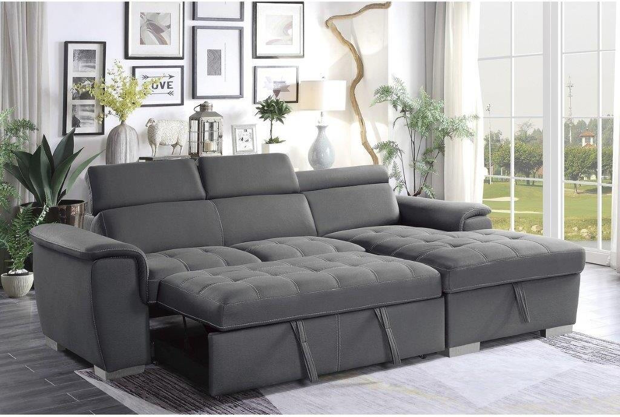 The appearance of Ferriday Gray 2 Piece RAF Sectional designed by Homelegance in the modern / contemporary interior design. This dark gray piece of furniture was selected by 1StopBedrooms from Ferriday Collection to add a touch of cosiness and style into your home. Sku: 8228GY-L;8228GY-R. Material: Microfiber. Layout: Sofa & Chaise. Orientation: RAF.