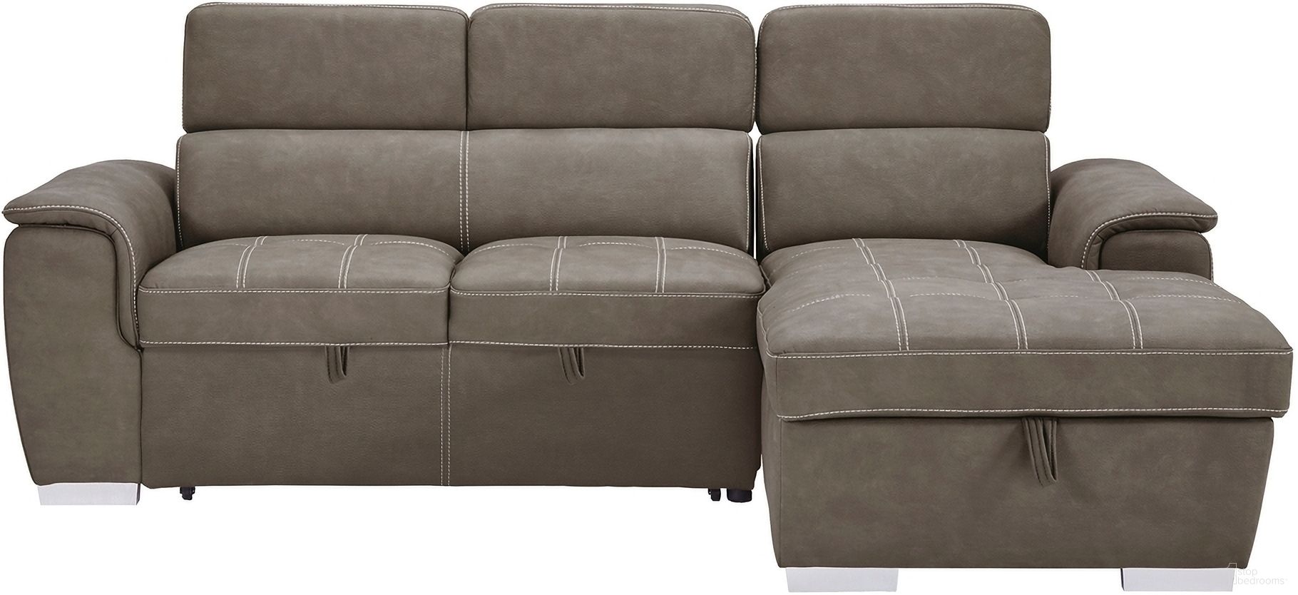 The appearance of Ferriday Taupe Sectional designed by Homelegance in the modern / contemporary interior design. This green piece of furniture was selected by 1StopBedrooms from Ferriday Collection to add a touch of cosiness and style into your home. Sku: 8228TP-L;8228TP-R. Material: Polyester. Layout: Sofa & Chaise.