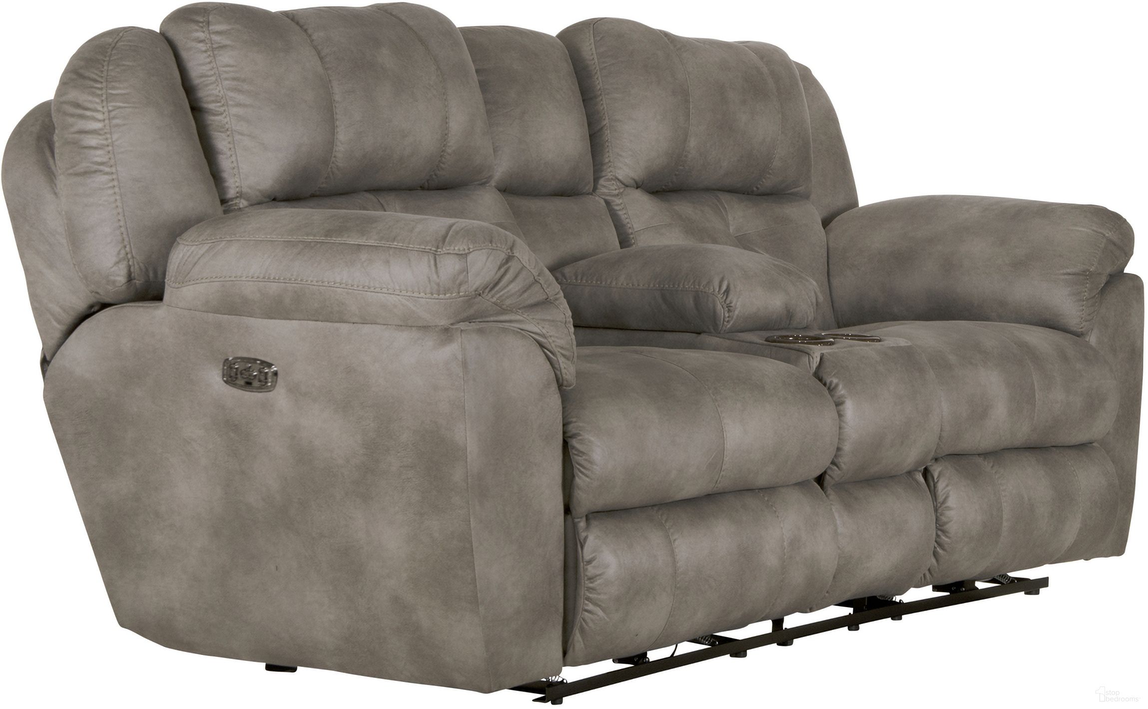 The appearance of Ferrington Power Lay Flat Reclining Console Loveseat w/ Power Headrest and Lumbar (Steel) designed by Catnapper in the modern / contemporary interior design. This steel piece of furniture was selected by 1StopBedrooms from Ferrington Collection to add a touch of cosiness and style into your home. Sku: 761899130028. Material: Fabric.