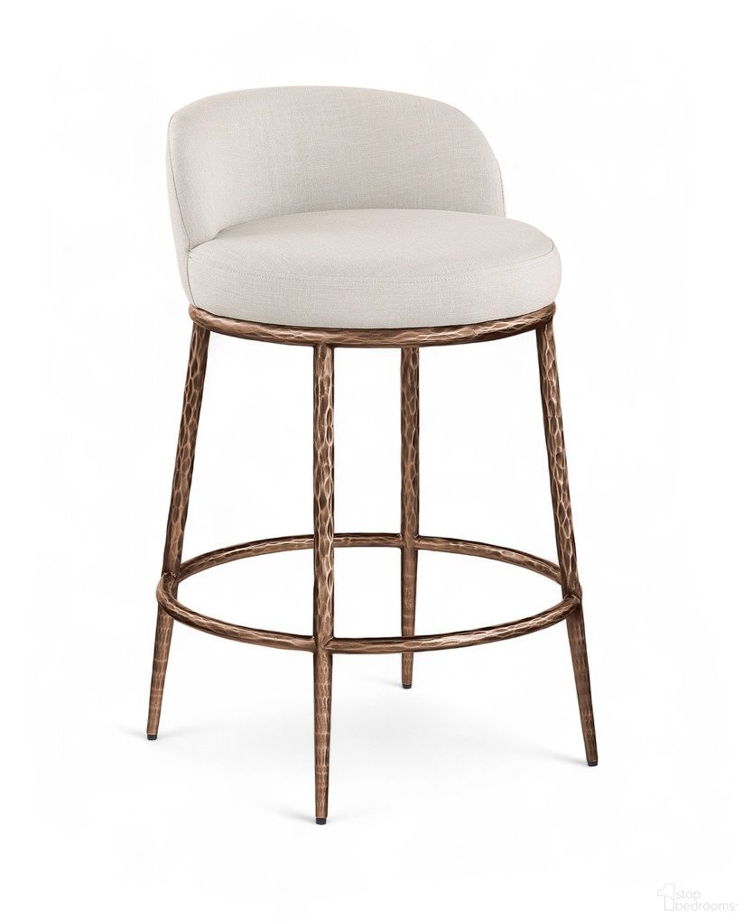 The appearance of Ferro Linen Textured Performance Fabric Upholstered Counter Stool In Beige designed by Meridian in the modern / contemporary interior design. This beige piece of furniture was selected by 1StopBedrooms from Ferro Collection to add a touch of cosiness and style into your home. Sku: 88068Beige-C. Material: Foam.