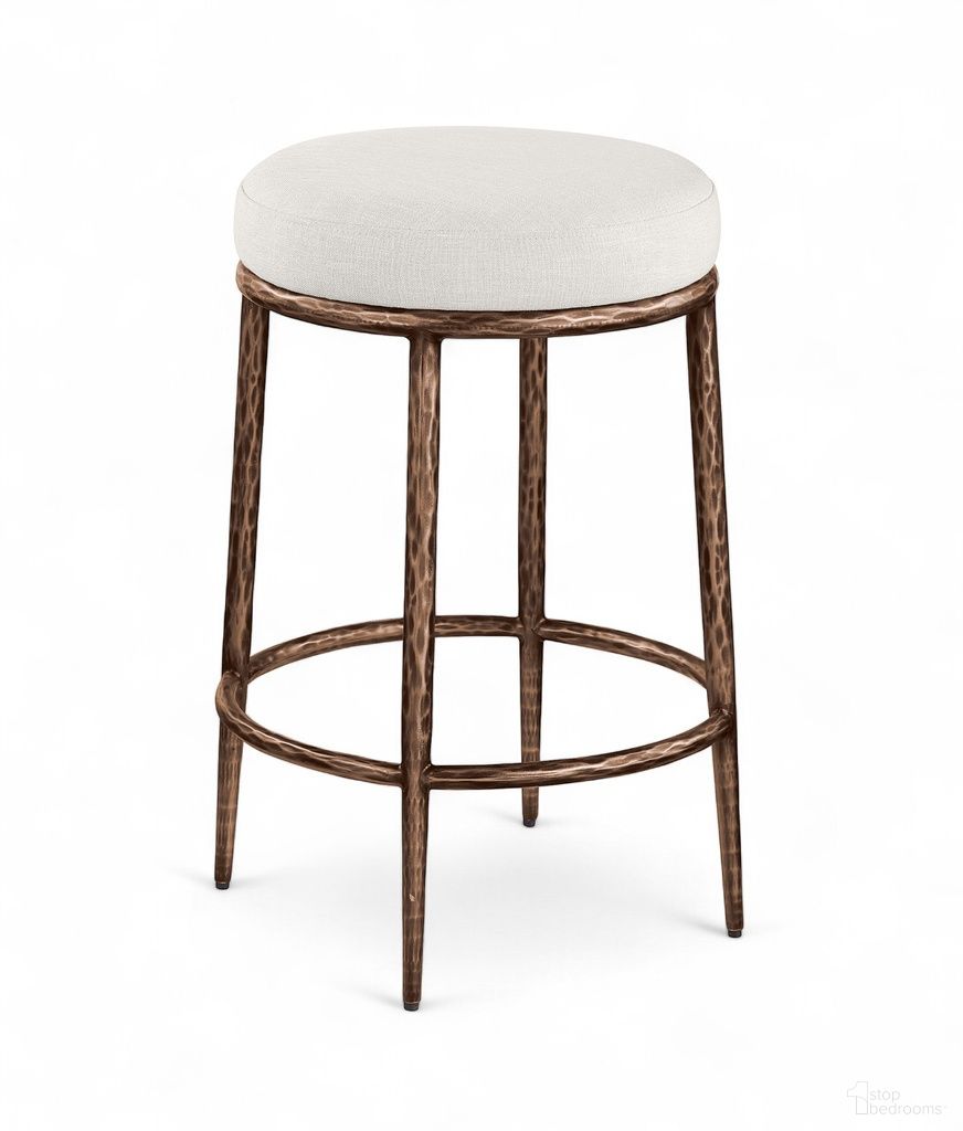The appearance of Ferro Linen Textured Performance Fabric Upholstered Counter Stool In Cream designed by Meridian in the modern / contemporary interior design. This cream piece of furniture  was selected by 1StopBedrooms from Ferro Collection to add a touch of cosiness and style into your home. Sku: 88065Cream-C. Material: Foam.