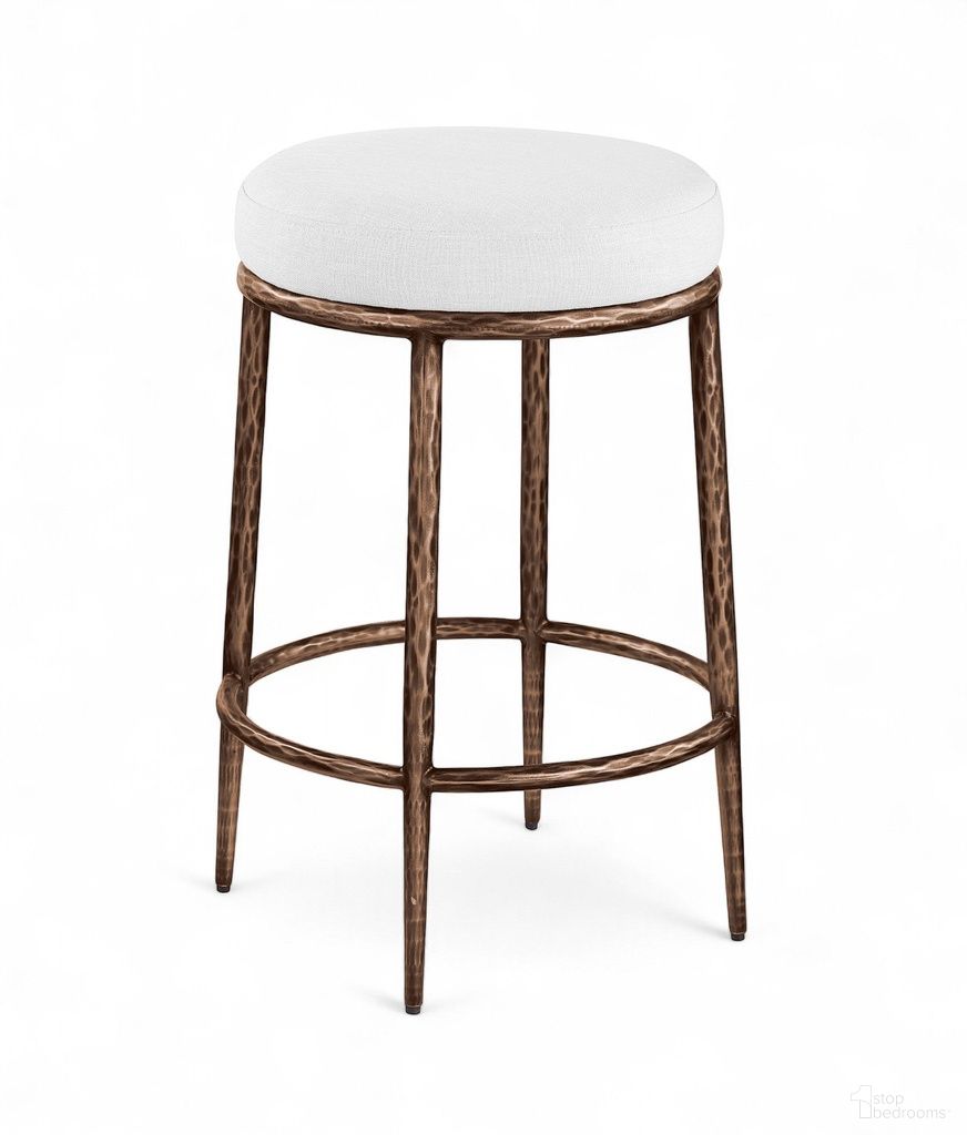 The appearance of Ferro Linen Textured Performance Fabric Upholstered Counter Stool In White designed by Meridian in the modern / contemporary interior design. This white piece of furniture was selected by 1StopBedrooms from Ferro Collection to add a touch of cosiness and style into your home. Sku: 88065White-C. Material: Foam.