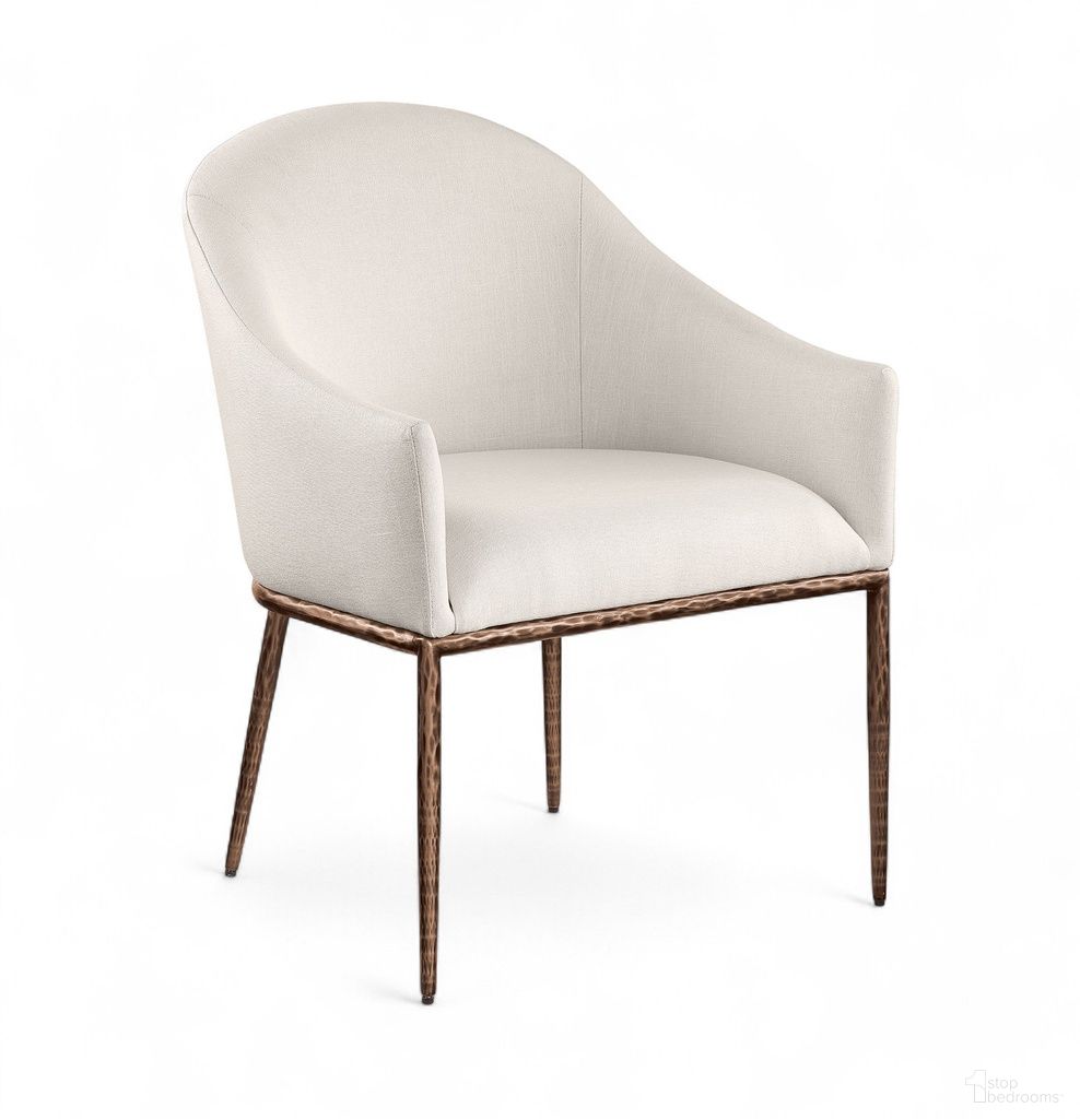 The appearance of Ferro Linen Textured Performance Fabric Upholstered Dining Arm Chair In Beige designed by Meridian in the modern / contemporary interior design. This beige piece of furniture was selected by 1StopBedrooms from Ferro Collection to add a touch of cosiness and style into your home. Sku: 88037Beige-AC. Material: Foam. Chair Type: Arm Chair.