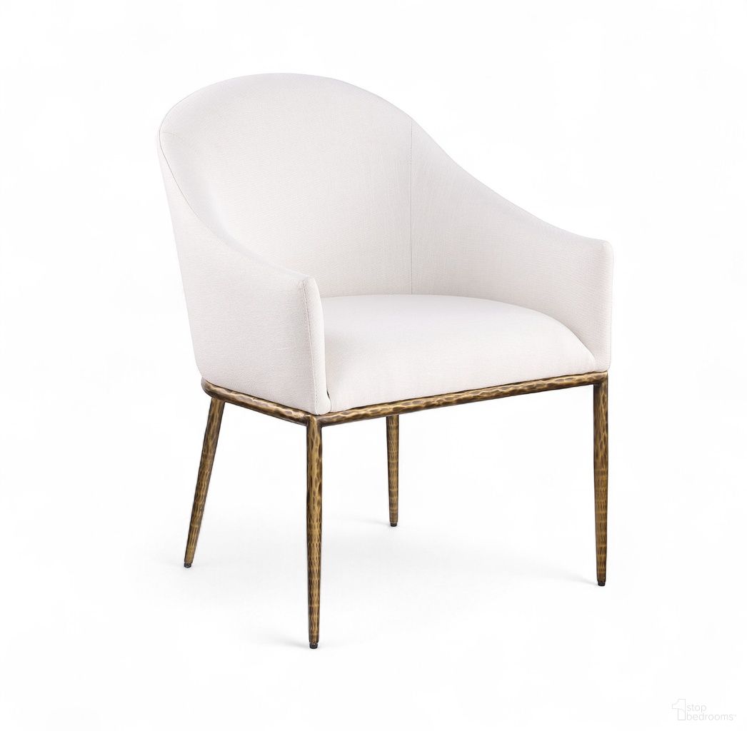 The appearance of Ferro Linen Textured Performance Fabric Upholstered Dining Arm Chair In Cream designed by Meridian in the modern / contemporary interior design. This cream piece of furniture was selected by 1StopBedrooms from Ferro Collection to add a touch of cosiness and style into your home. Sku: 88036Cream-AC. Material: Foam. Chair Type: Arm Chair.