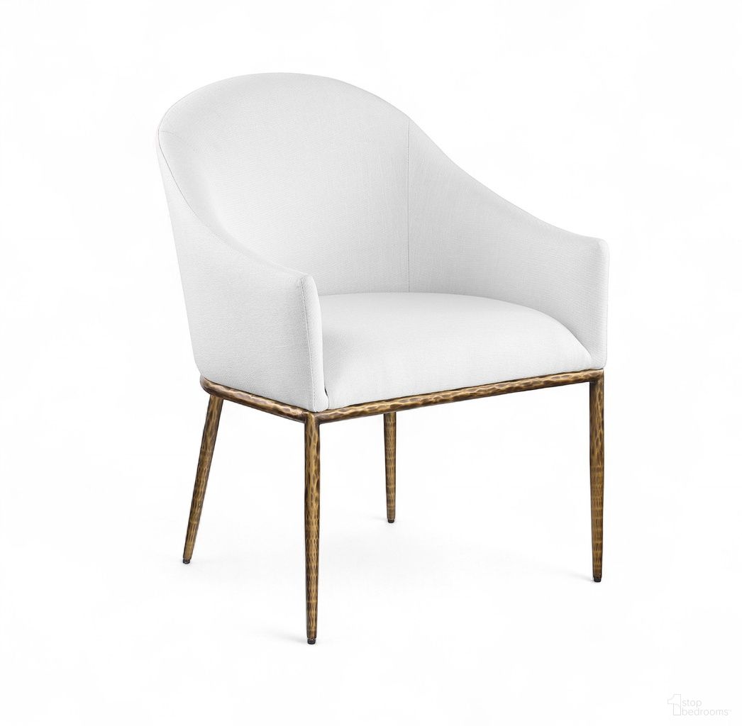 The appearance of Ferro Linen Textured Performance Fabric Upholstered Dining Arm Chair In White designed by Meridian in the modern / contemporary interior design. This white piece of furniture was selected by 1StopBedrooms from Ferro Collection to add a touch of cosiness and style into your home. Sku: 88036White-AC. Material: Foam. Chair Type: Arm Chair.
