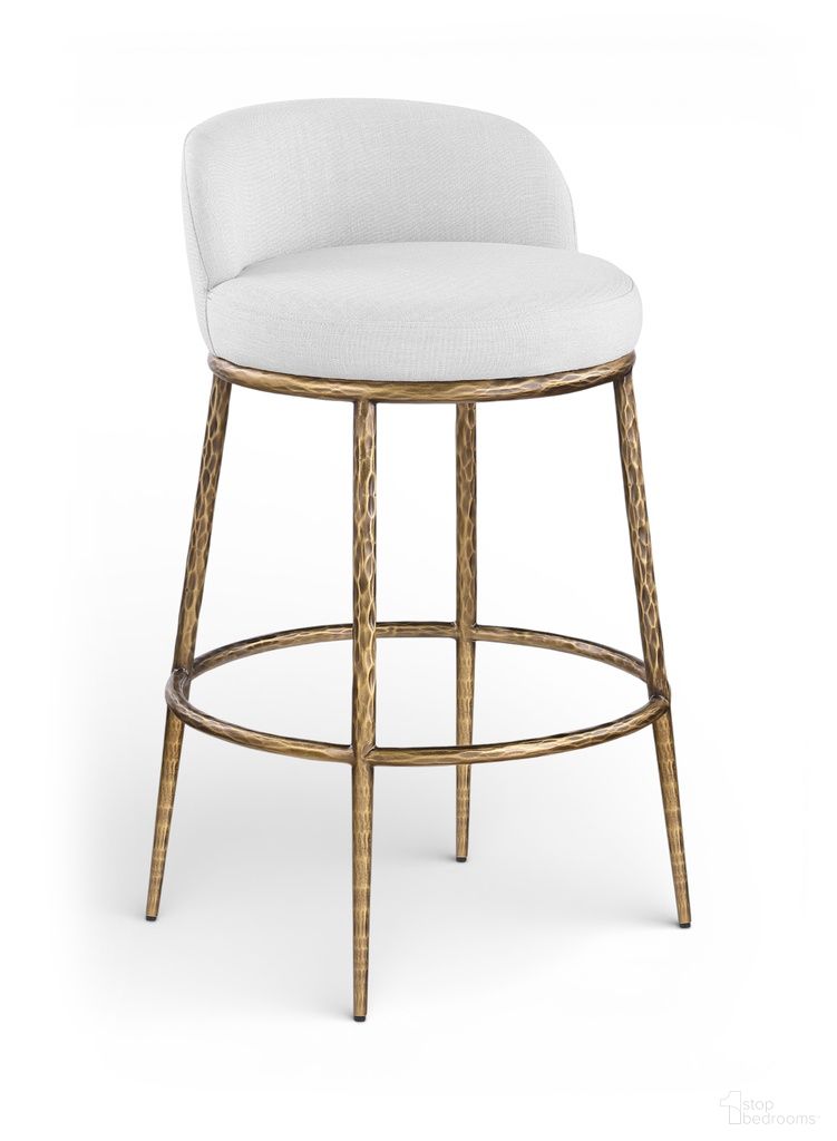 The appearance of Ferro Performance Fabric Upholstered Bar Stool In White designed by Meridian in the modern / contemporary interior design. This white piece of furniture was selected by 1StopBedrooms from Ferro Collection to add a touch of cosiness and style into your home. Sku: 77084White-C. Material: Fabric.