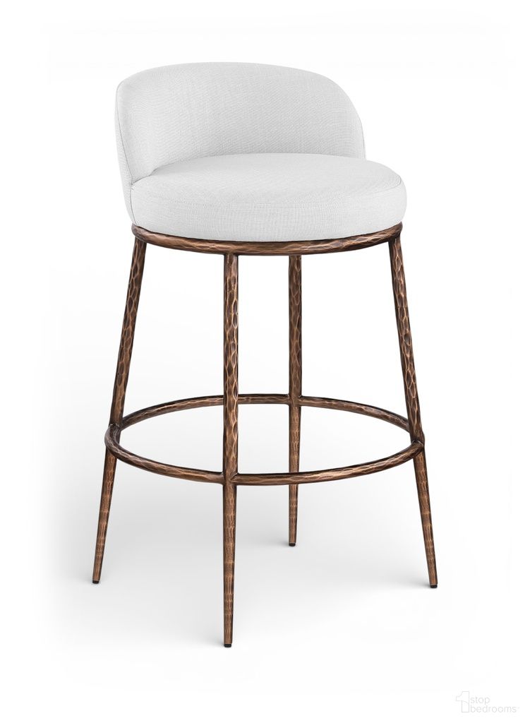 The appearance of Ferro Performance Fabric Upholstered Bar Stool In White designed by Meridian in the modern / contemporary interior design. This white piece of furniture was selected by 1StopBedrooms from Ferro Collection to add a touch of cosiness and style into your home. Sku: 77085White-C. Material: Fabric.