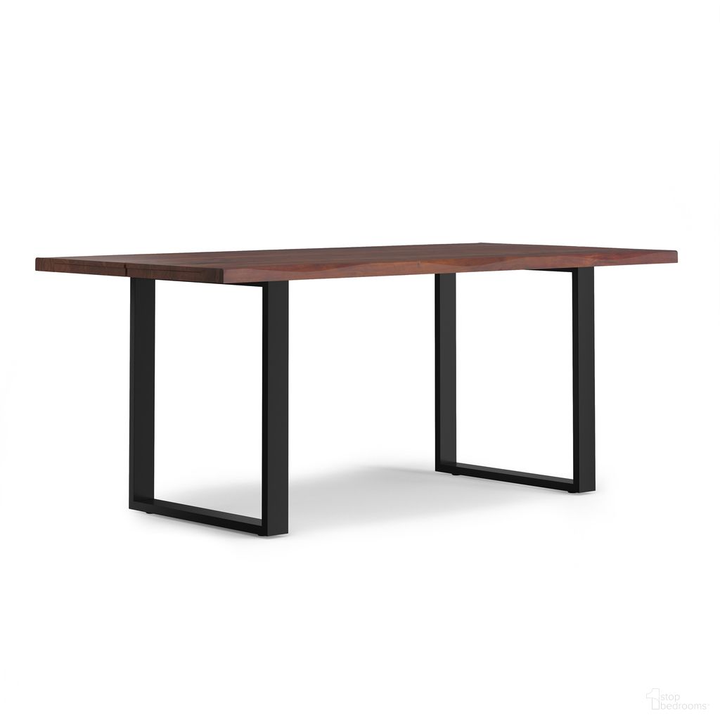 The appearance of Fieldcrest Dining Table In Dark Walnut designed by Simpli Home in the modern / contemporary interior design. This dark walnut piece of furniture  was selected by 1StopBedrooms from Fieldcrest Collection to add a touch of cosiness and style into your home. Sku: AXCFIE-DT-DWB. Table Base Style: Double Pedestal. Table Top Shape: Rectangular. Size: 36" x 72". Material: Acacia Wood.