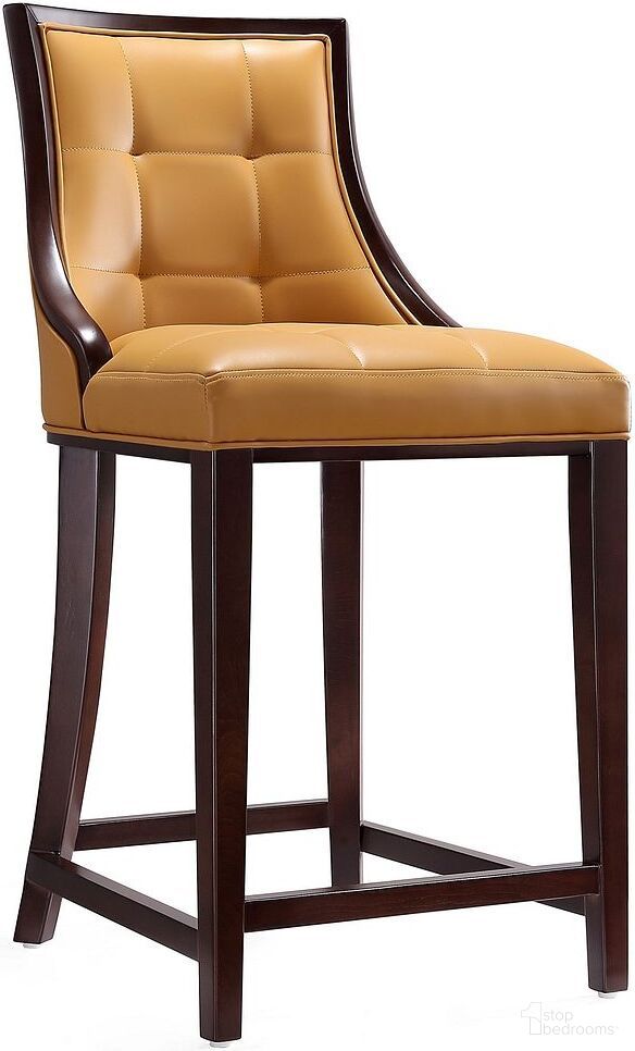 Fifth Ave Counter Stool in Camel and Dark Walnut