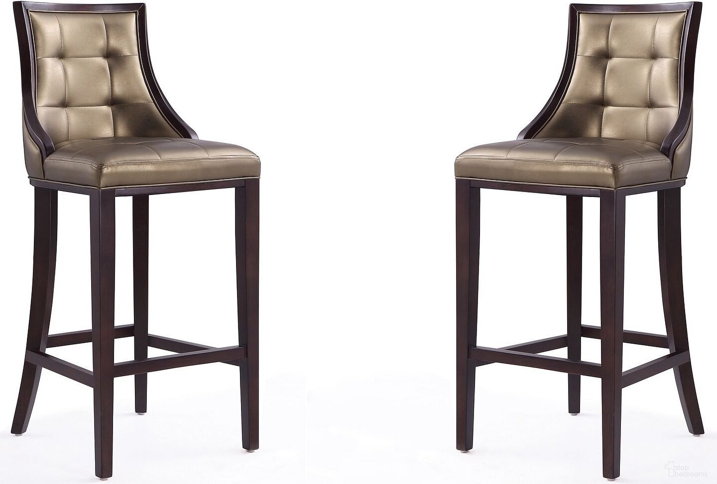 Fifth Avenue Bar Stool in Bronze and Walnut (Set of 2)