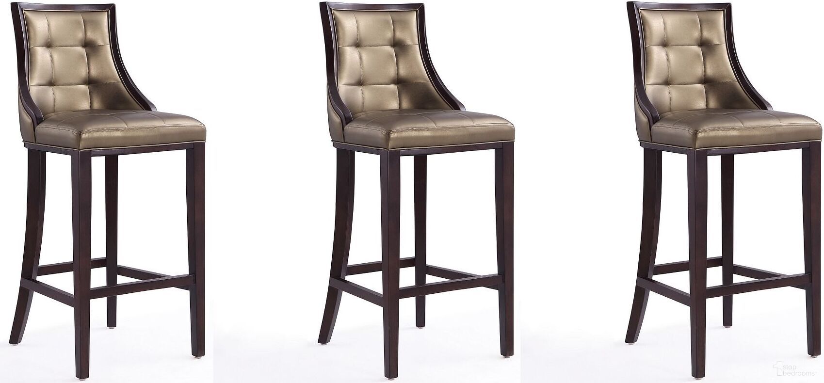 Fifth Avenue Bar Stool in Bronze and Walnut (Set of 3)