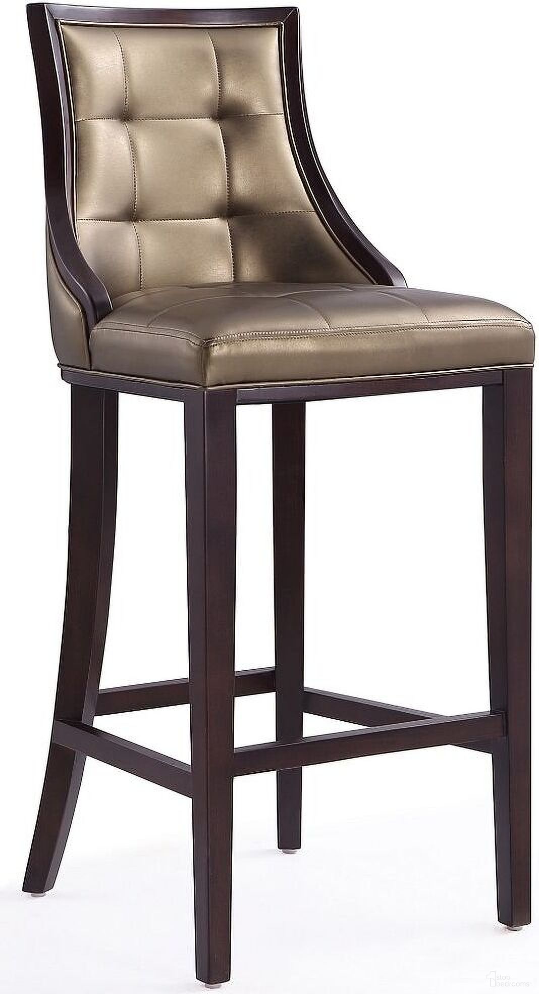 Fifth Avenue Bar Stool in Bronze and Walnut