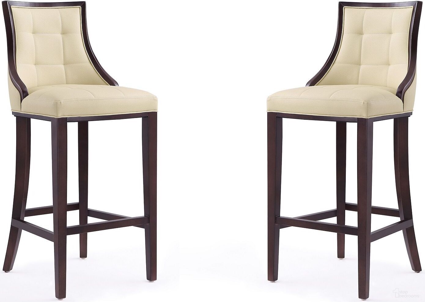 Fifth Avenue Bar Stool in Cream and Walnut (Set of 2)