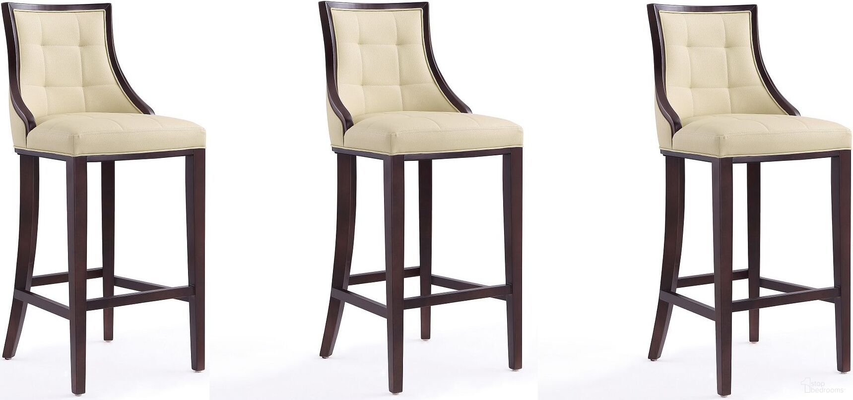 Fifth Avenue Bar Stool in Cream and Walnut (Set of 3)