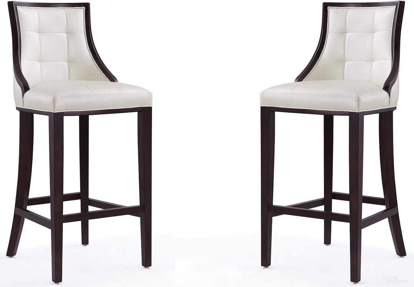The appearance of Fifth Avenue Bar Stool in Pearl White and Walnut (Set of 2) designed by Manhattan Comfort in the traditional interior design. This pearl white piece of furniture was selected by 1StopBedrooms from Fifth Collection to add a touch of cosiness and style into your home. Sku: BS007-PW;BS007-PW. Material: Wood.