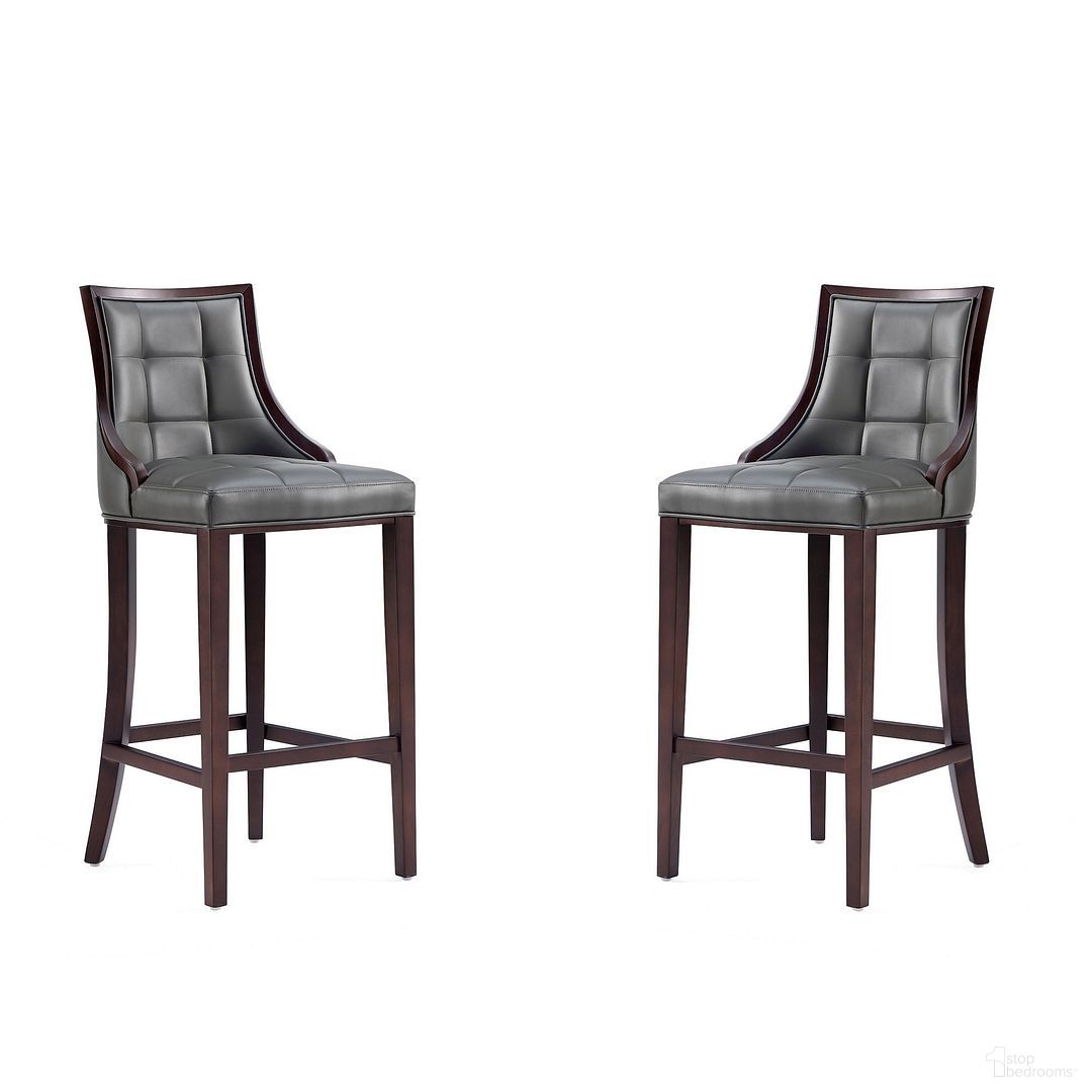 The appearance of Fifth Avenue Faux Leather Barstool Set of 2 In Pebble Grey designed by Manhattan Comfort in the traditional interior design. This pebble grey piece of furniture  was selected by 1StopBedrooms from Fifth Avenue Collection to add a touch of cosiness and style into your home. Sku: BS007-PE;BS007-PE. Material: Wood.