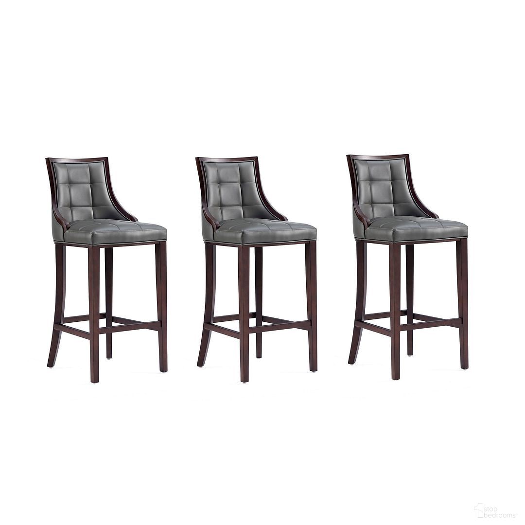 The appearance of Fifth Avenue Faux Leather Barstool Set of 3 In Pebble Grey designed by Manhattan Comfort in the traditional interior design. This pebble grey piece of furniture  was selected by 1StopBedrooms from Fifth Avenue Collection to add a touch of cosiness and style into your home. Sku: BS007-PE;BS007-PE;BS007-PE. Material: Wood.