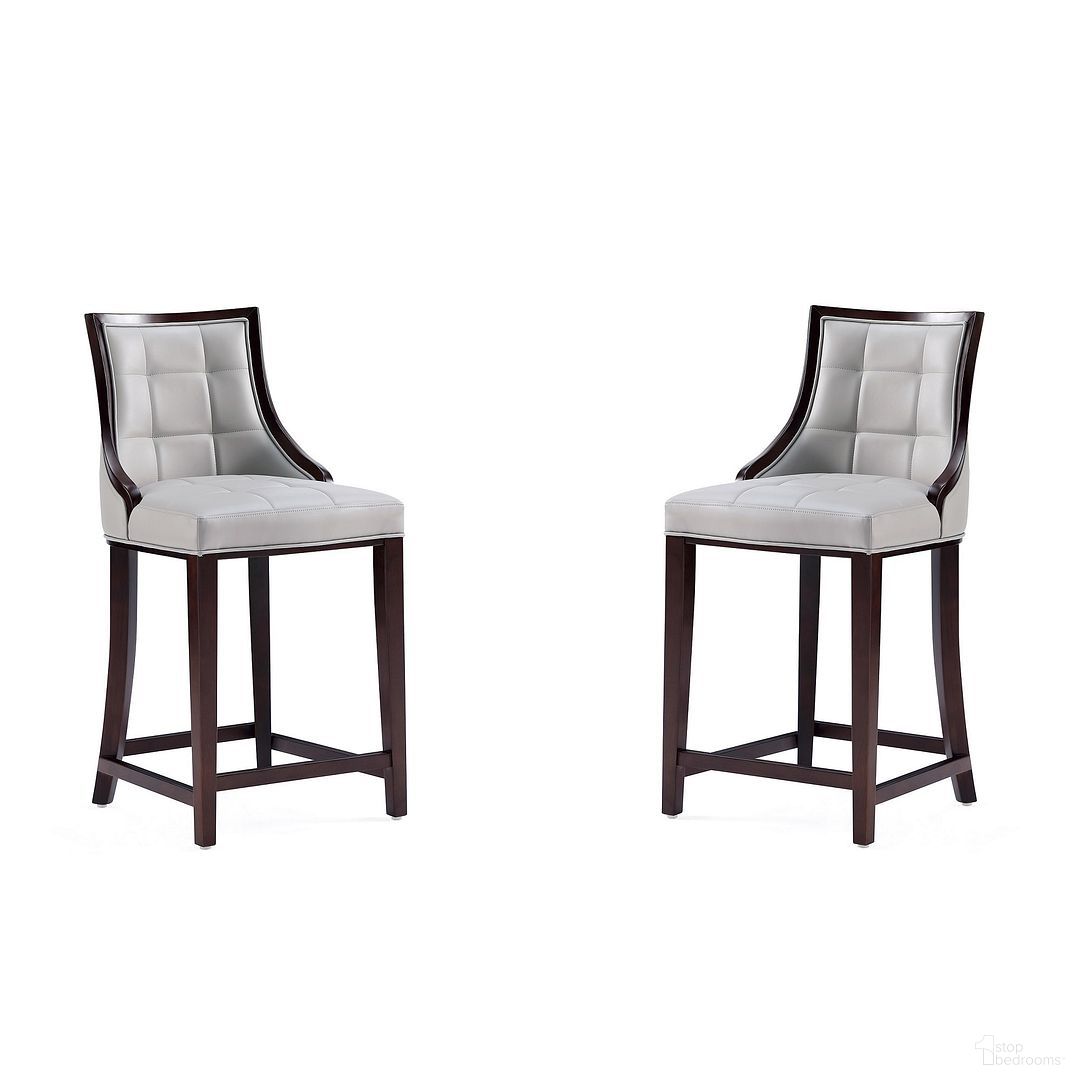 The appearance of Fifth Avenue Faux Leather Counter Stool Set of 2 In Light Grey designed by Manhattan Comfort in the traditional interior design. This light grey piece of furniture  was selected by 1StopBedrooms from Fifth Avenue Collection to add a touch of cosiness and style into your home. Sku: CS012-LG;CS012-LG. Material: Wood.