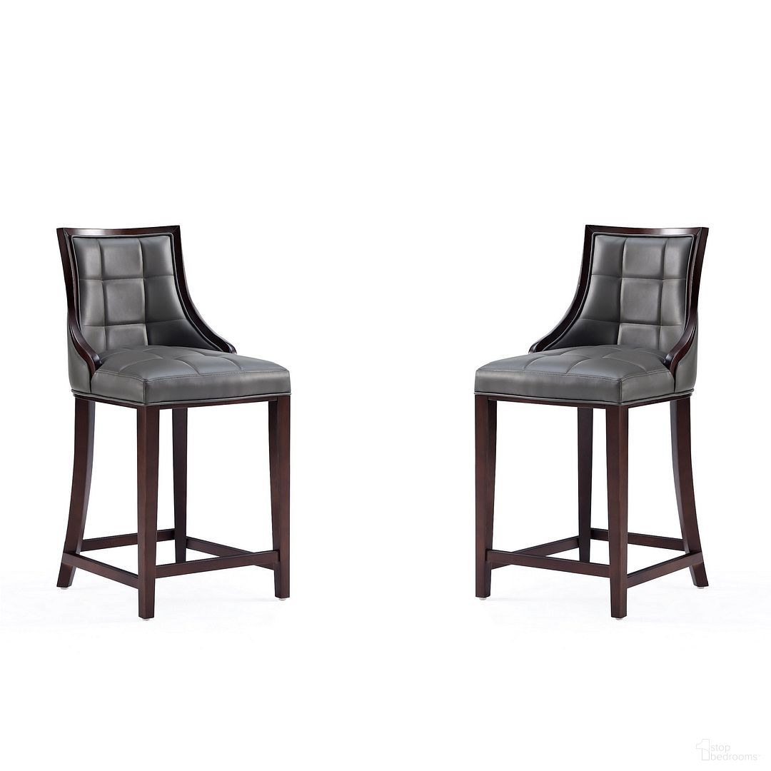 Fifth Avenue Faux Leather Counter Stool Set of 2 In Pebble Grey