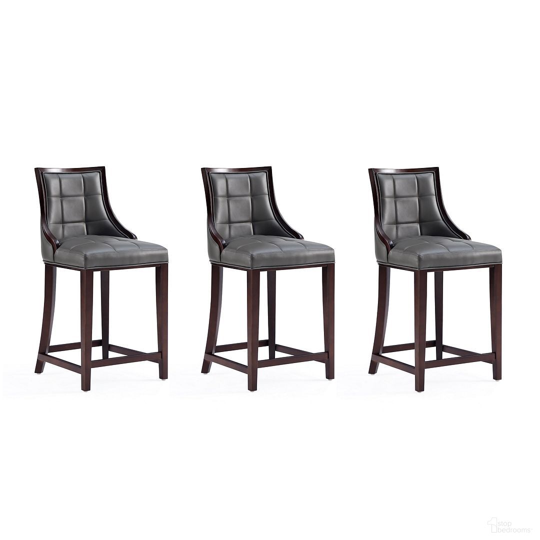 Fifth Avenue Faux Leather Counter Stool Set of 3 In Pebble Grey