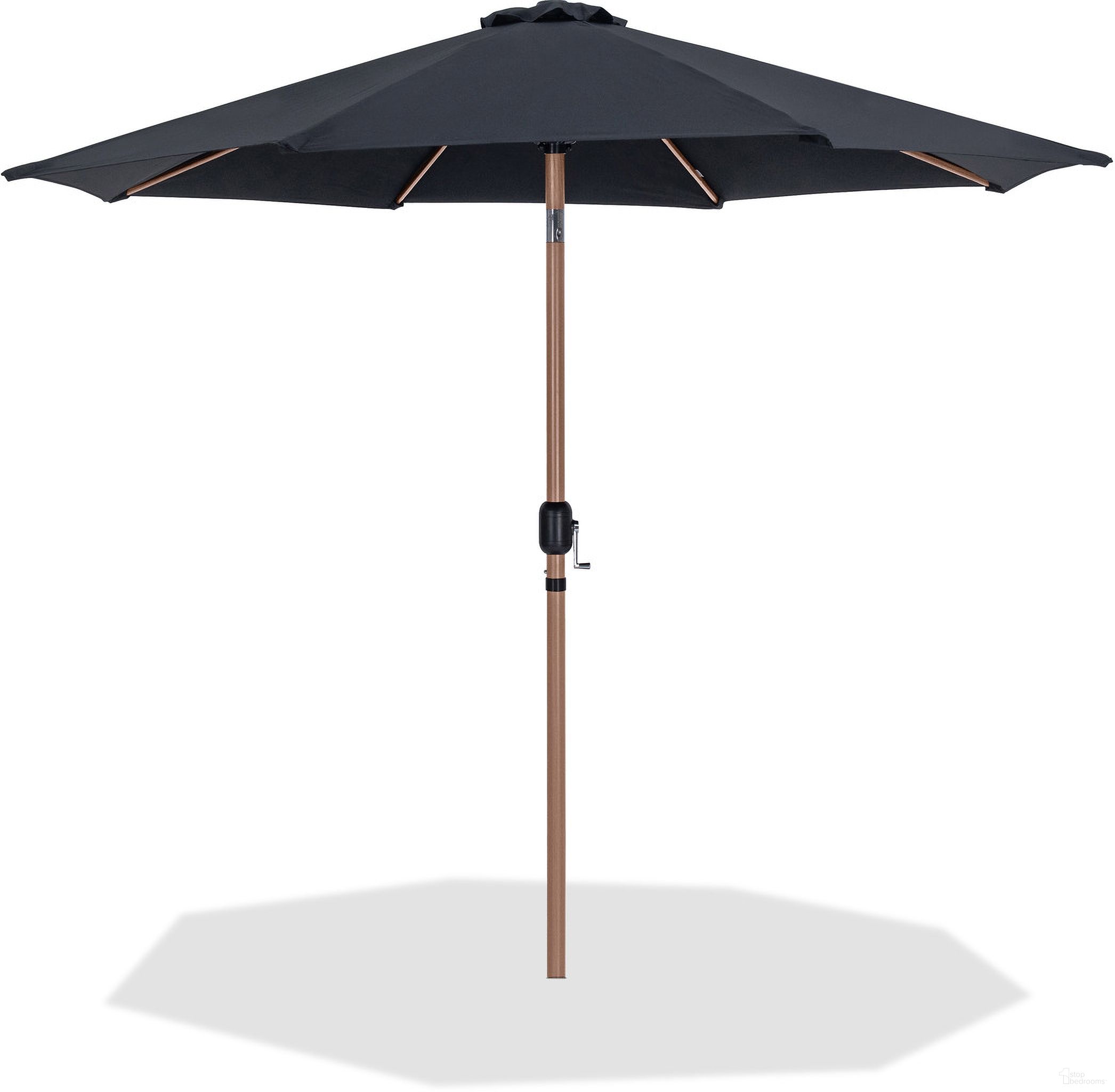 The appearance of Fiji Fabric Patio Umbrellas In Black and Teak designed by Meridian in the modern / contemporary interior design. This black and teak piece of furniture  was selected by 1StopBedrooms from Fiji Collection to add a touch of cosiness and style into your home. Sku: 55014Black-U. Material: Polyester.