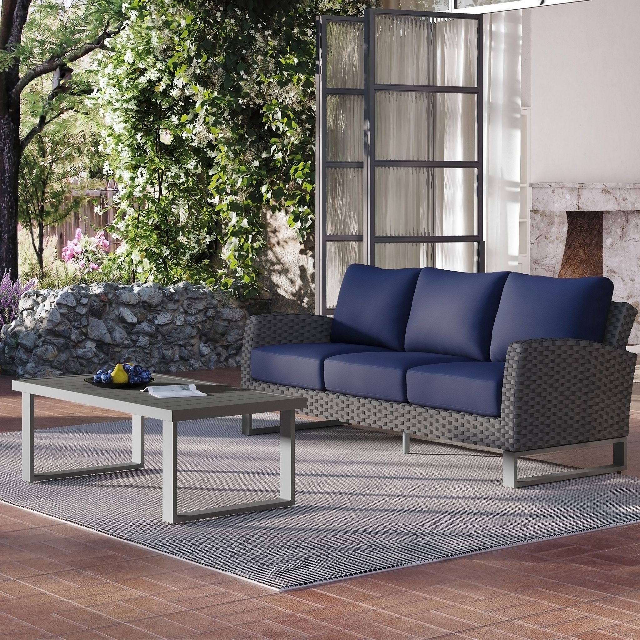 The appearance of Fiji Outdoor Patio 2 Piece Conversation Set In Blue designed by New Classic in the transitional interior design. This blue piece of furniture was selected by 1StopBedrooms from Fiji Collection to add a touch of cosiness and style into your home. Sku: G801C-30S. Material: Metal.