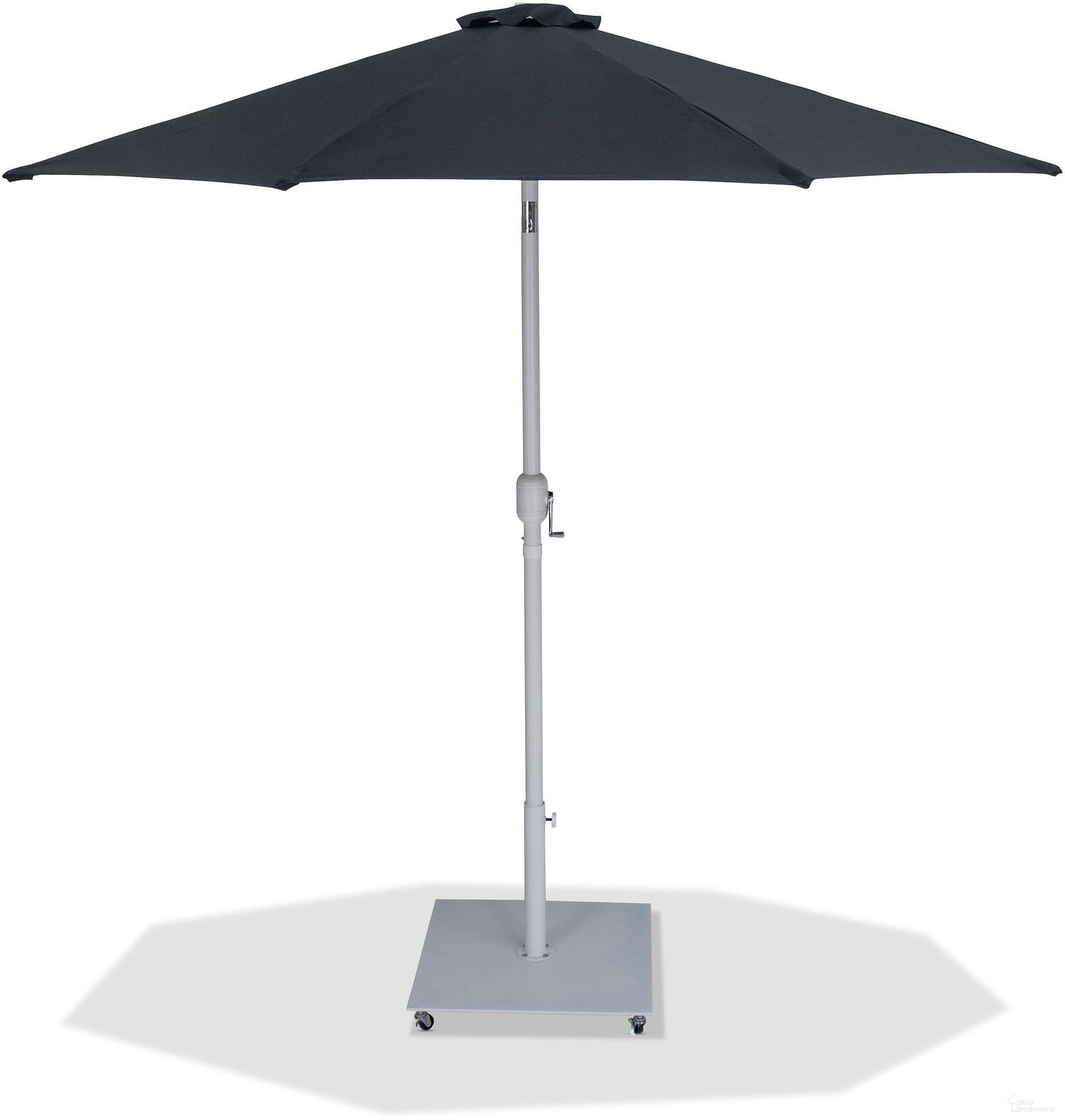 The appearance of Fiji Aluminum Patio Umbrella with Base Sets In Matte White and Black Fabric designed by Meridian in the modern / contemporary interior design. This matte white and black piece of furniture  was selected by 1StopBedrooms from Fiji Collection to add a touch of cosiness and style into your home. Sku: 55015Black-U;349White. Material: Polyester.