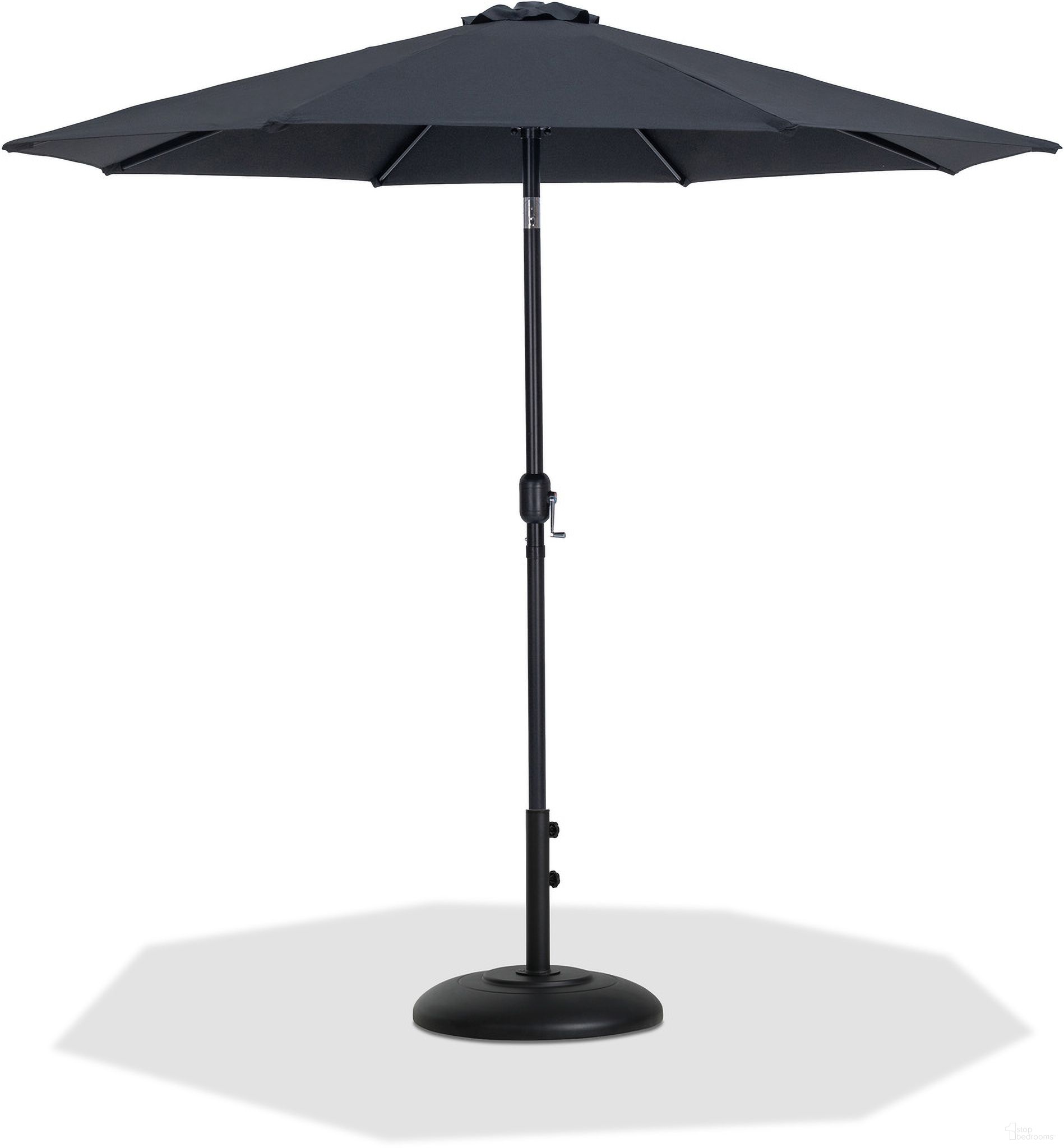 The appearance of Fiji Aluminum Patio Umbrella with Base Sets In Black Fabric and Matte Black designed by Meridian in the modern / contemporary interior design. This black and matte black piece of furniture was selected by 1StopBedrooms from Fiji Collection to add a touch of cosiness and style into your home. Sku: 55016Black-U;350Black. Material: Polyester.