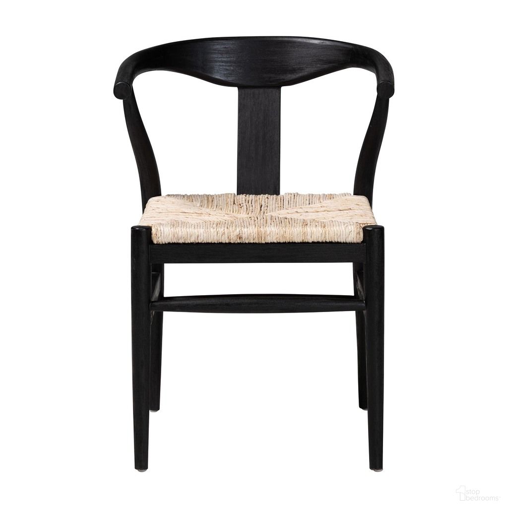 Fika Wishbone Dining Chair with Handwoven Seagrass Seat In Black and Brown