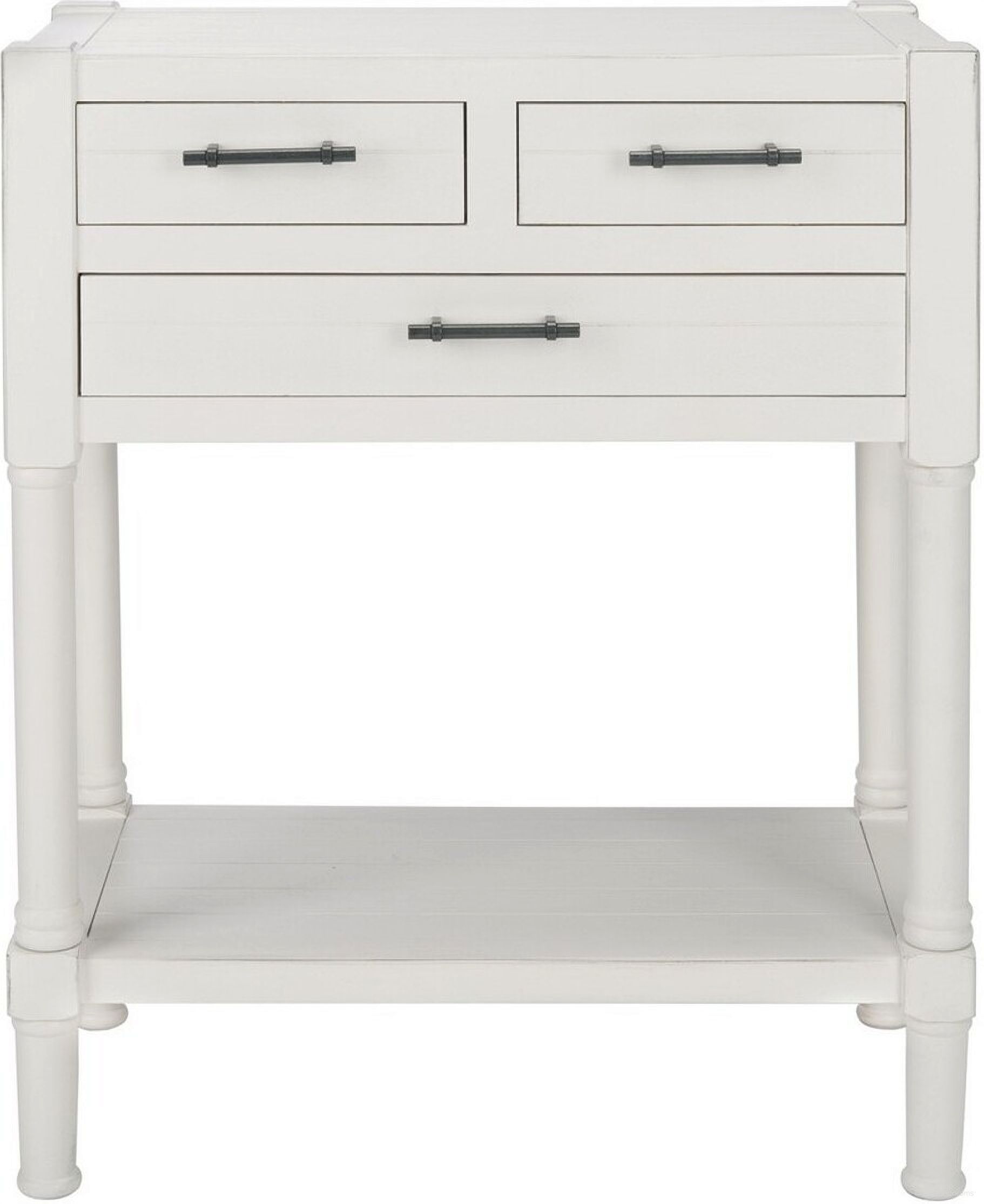 The appearance of Filbert 3 Drawer Console Table in Distressed White designed by Safavieh in the modern / contemporary interior design. This distressed white piece of furniture was selected by 1StopBedrooms from Filbert Collection to add a touch of cosiness and style into your home. Sku: CNS5717A. Material: Wood.