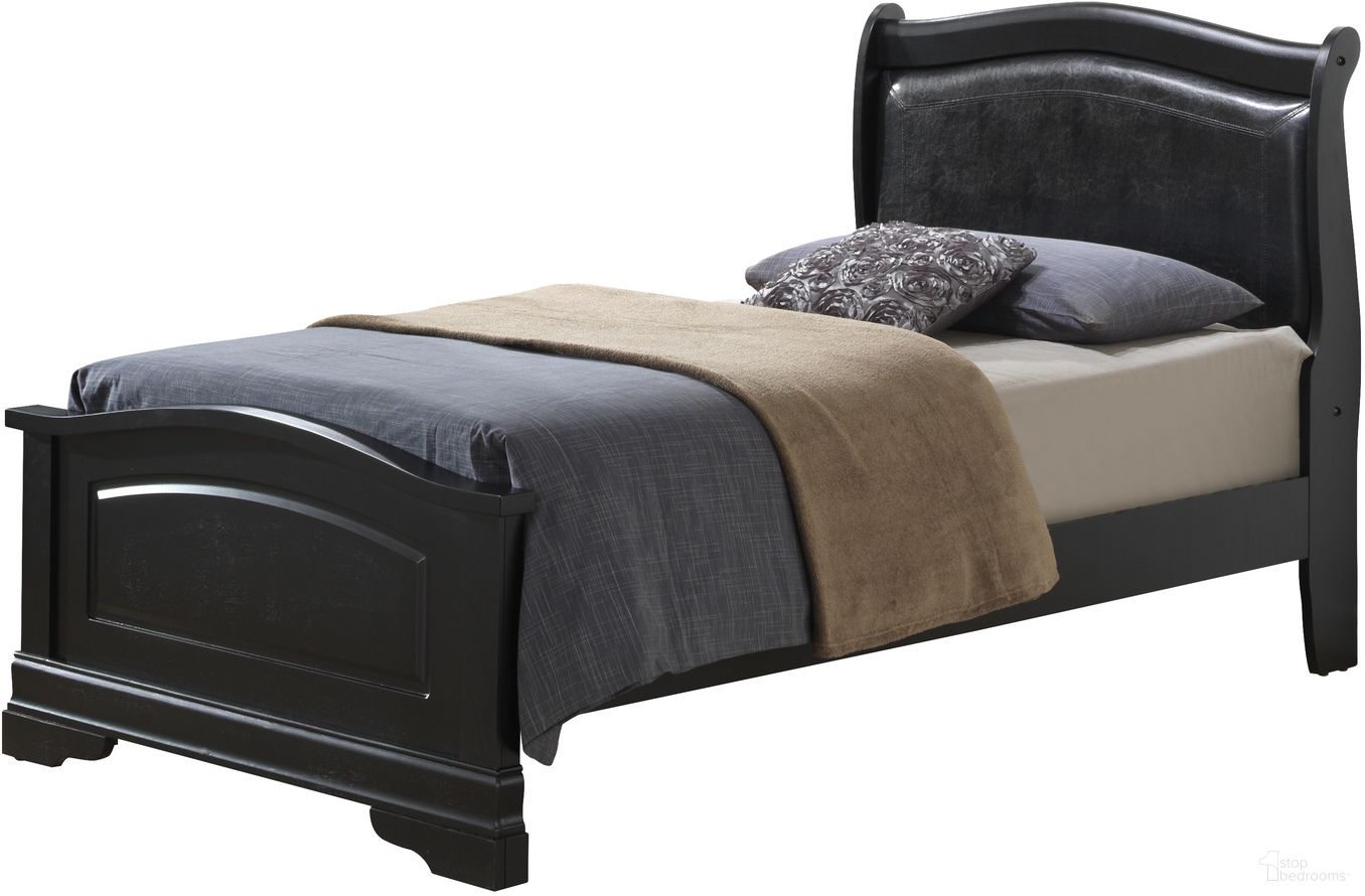 Glory Furniture G3150 Twin Low Profile Bed w/ PU Insert in Black