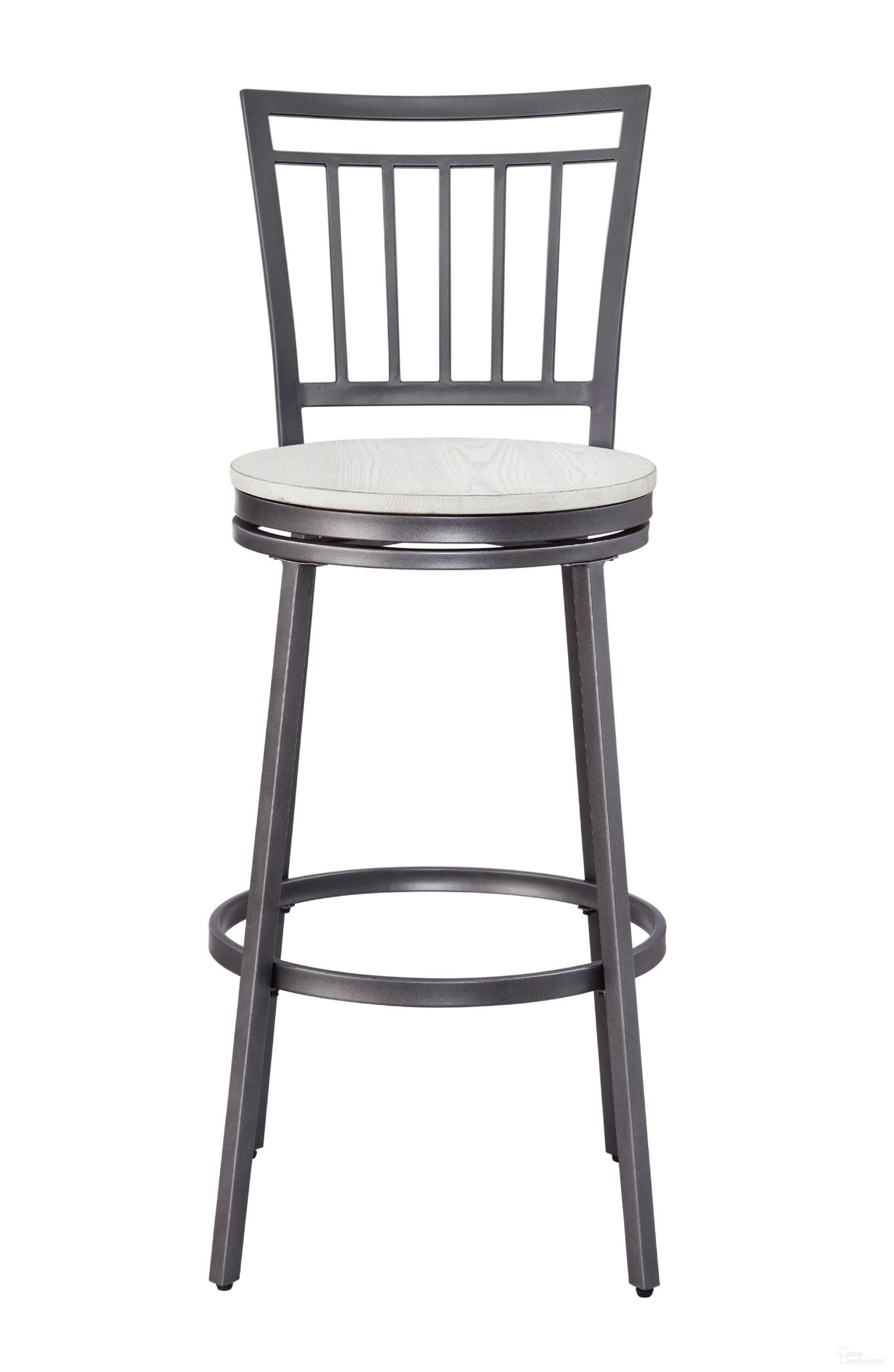 The appearance of Filmore White Oak Seat Metal Back Bar Stool designed by American Woodcrafters in the transitional interior design. This white piece of furniture was selected by 1StopBedrooms from Filmore Collection to add a touch of cosiness and style into your home. Sku: B1-131-30W. Material: Metal.