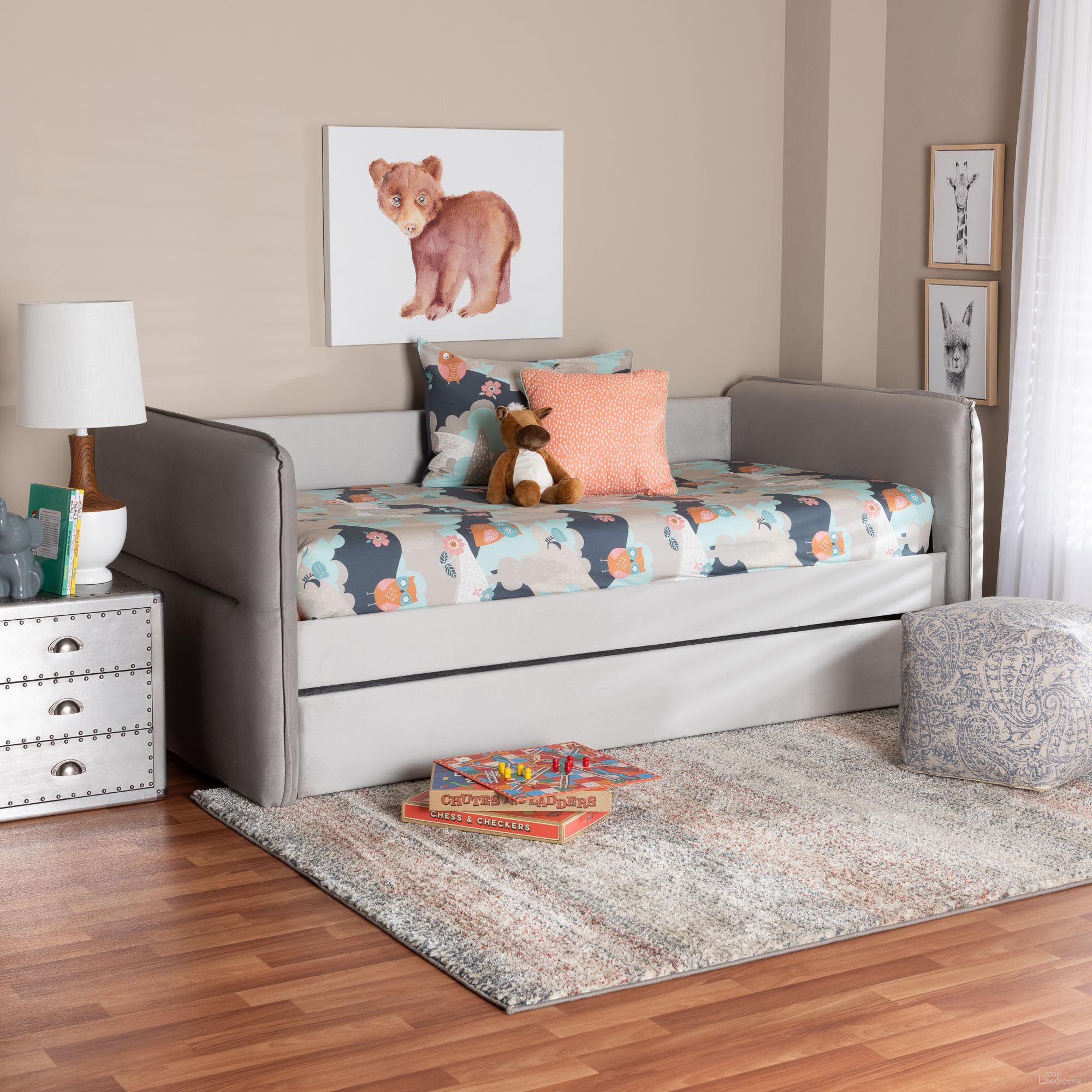 The appearance of Finch Velvet Fabric Twin Daybed with Trundle In Light Grey designed by Baxton Studio in the modern / contemporary interior design. This light grey piece of furniture was selected by 1StopBedrooms from Finch Collection to add a touch of cosiness and style into your home. Sku: CF9382-A-Light Grey-Daybed-T/T. Bed Type: Daybed. Material: MDF. Bed Size: Twin Over Twin.