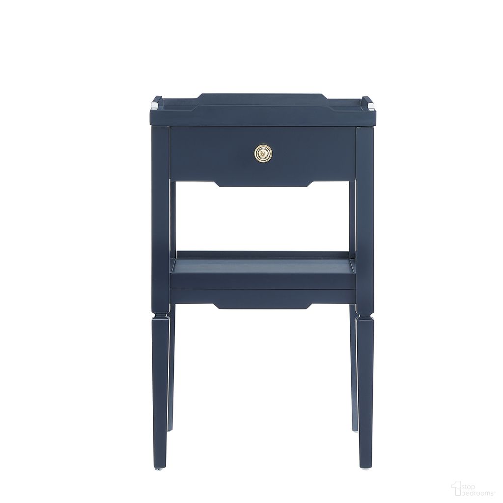 The appearance of Finchley 1-Drawer Nightstand In Midnight Blue designed by Comfort Pointe in the transitional interior design. This midnight blue piece of furniture was selected by 1StopBedrooms from Finchley Collection to add a touch of cosiness and style into your home. Sku: 844-10-14. Material: Poplar.