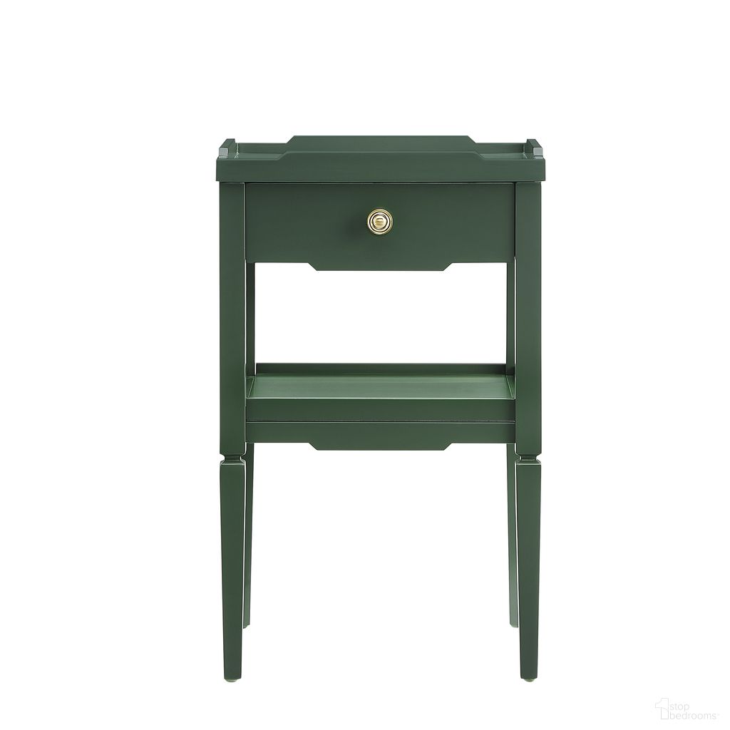 The appearance of Finchley 1-Drawer Nightstand In Vintage Green designed by Comfort Pointe in the transitional interior design. This vintage green piece of furniture was selected by 1StopBedrooms from Finchley Collection to add a touch of cosiness and style into your home. Sku: 844-10-32. Material: Poplar.