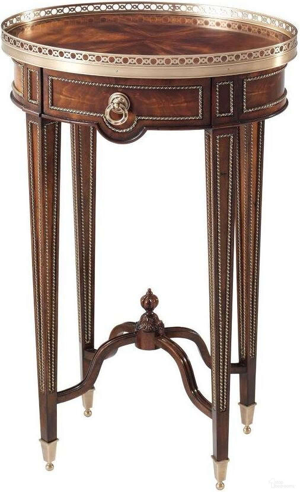 The appearance of Fine Accent Table designed by Theodore Alexander in the traditional interior design. This  piece of furniture  was selected by 1StopBedrooms from Essential Collection to add a touch of cosiness and style into your home. Sku: 5005-597. Material: Wood.