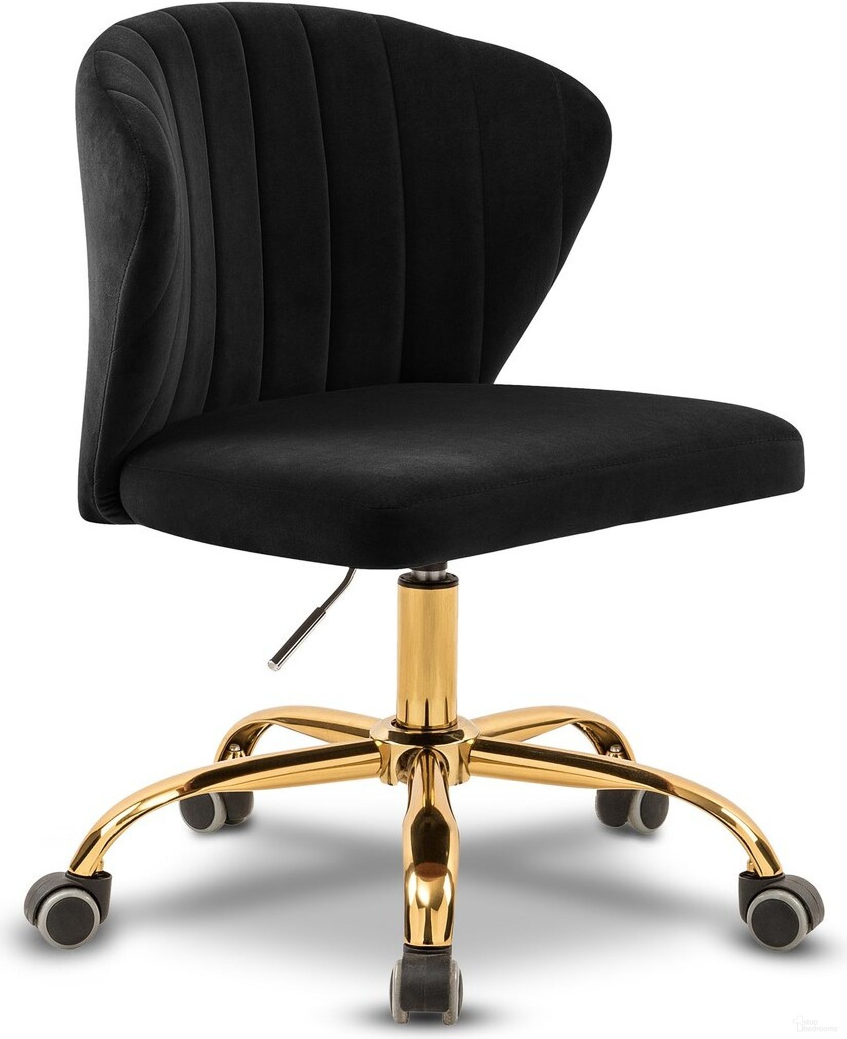 Finley Velvet Office Chair In Black and Gold