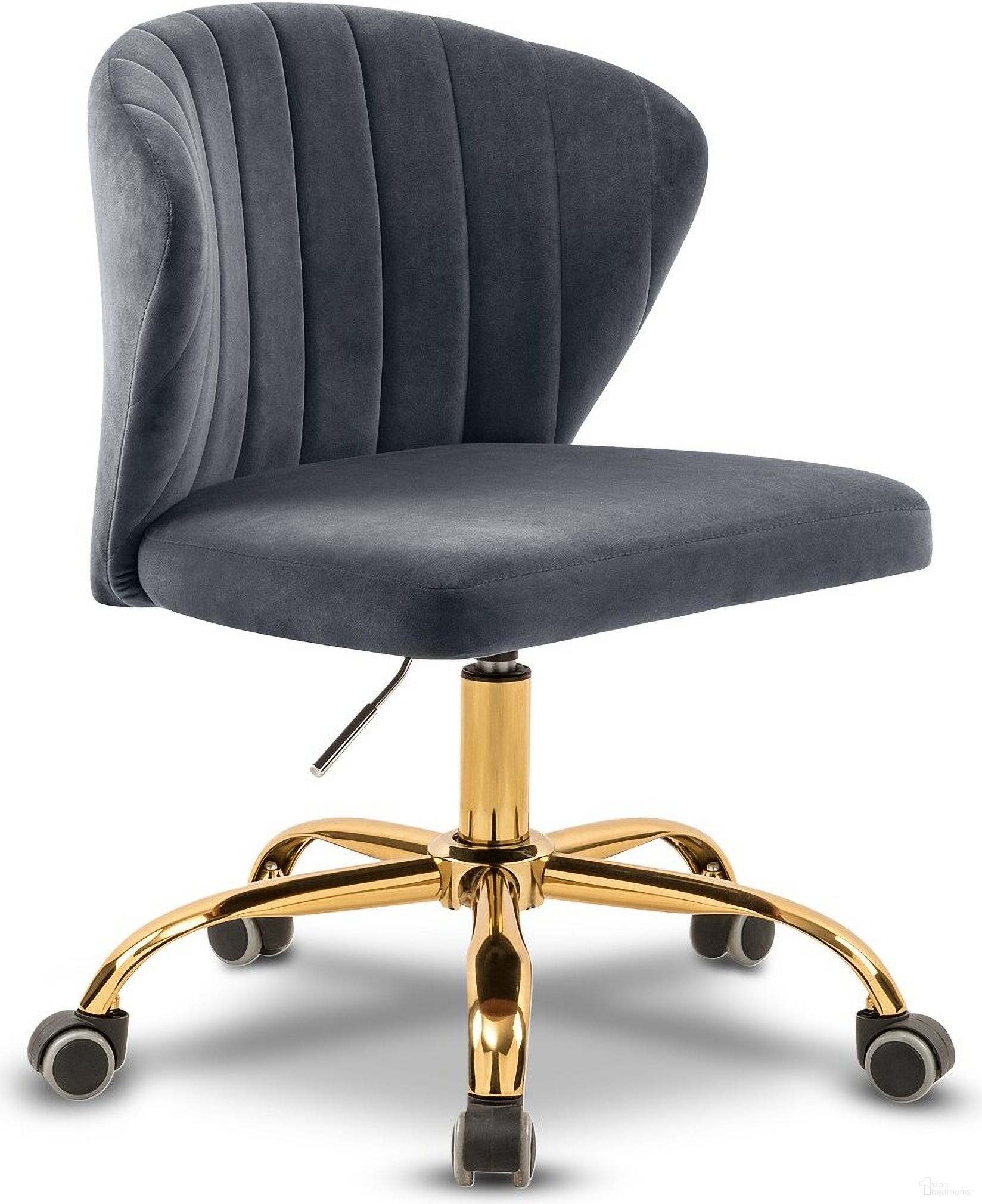 Finley Velvet Office Chair In Grey and Gold