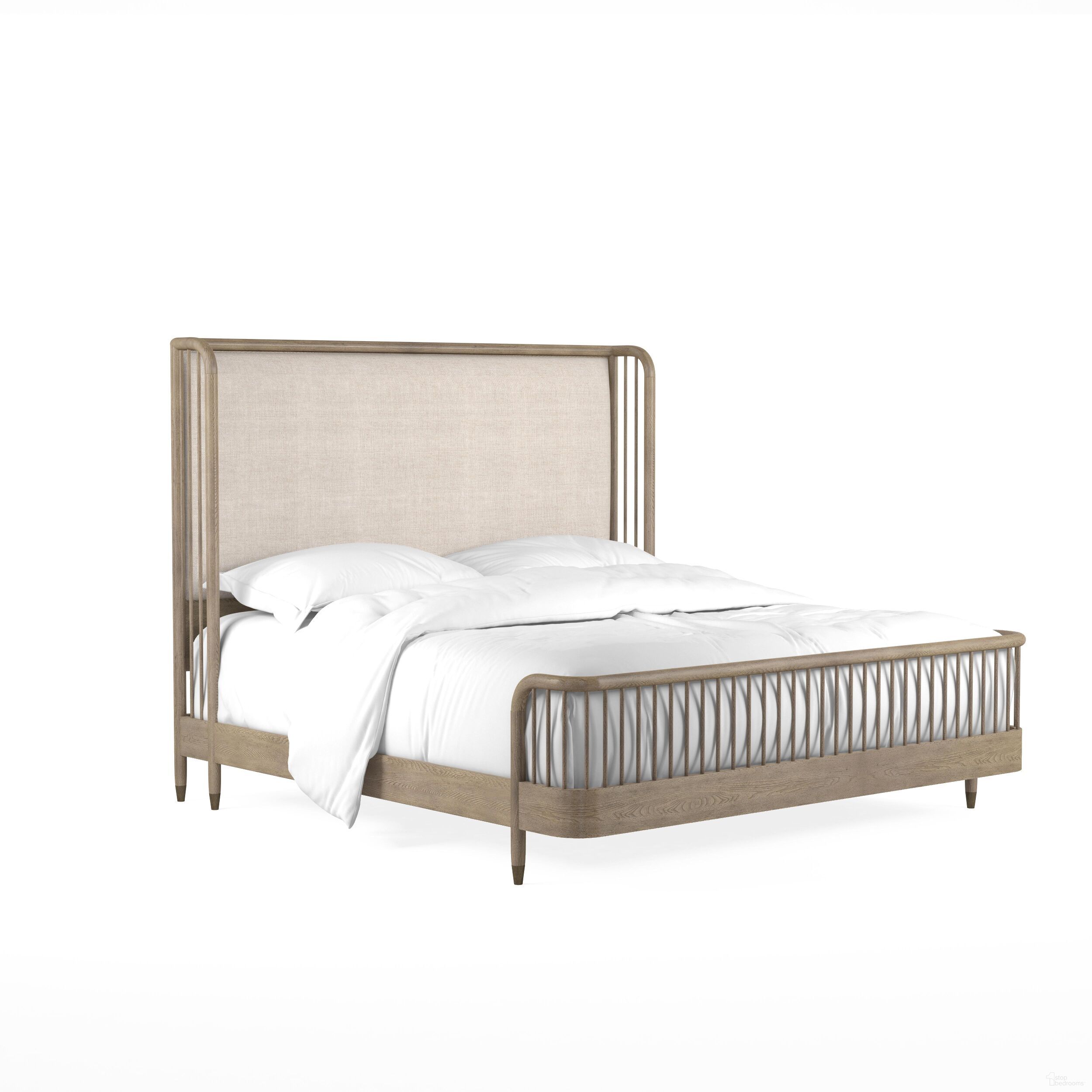 Finn King Upholstered Shelter Bed In Light Brown