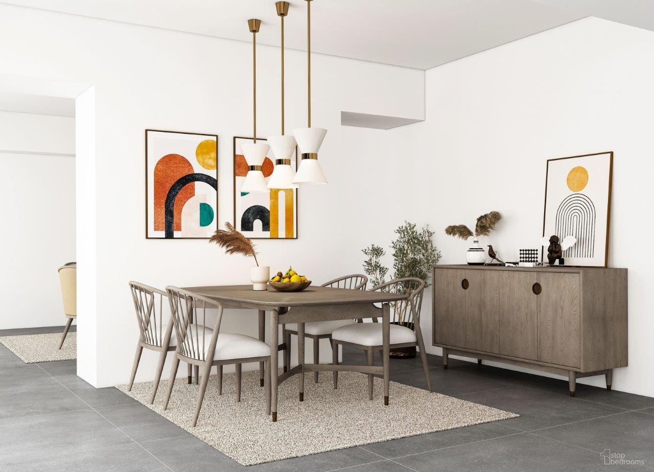 The appearance of Finn Brown Rectangular Dining Room Set designed by A.R.T. in the transitional interior design. This brown piece of furniture was selected by 1StopBedrooms from Finn Collection to add a touch of cosiness and style into your home. Sku: 313220-2803TP;313220-2803BS;313206-2803. Table Base Style: Double Pedestal. Material: Parawood.